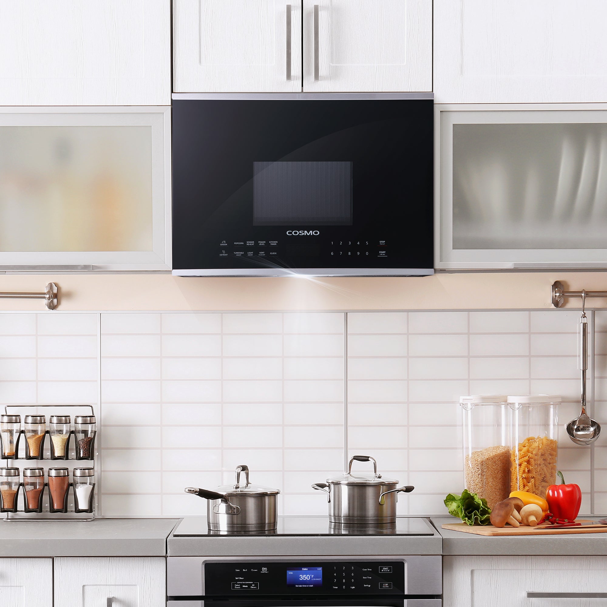 Cosmo Stellar 24 in. 1.34 cu. ft. Stainless Steel Over the Range Microwave | COS-2413ORM1SS
