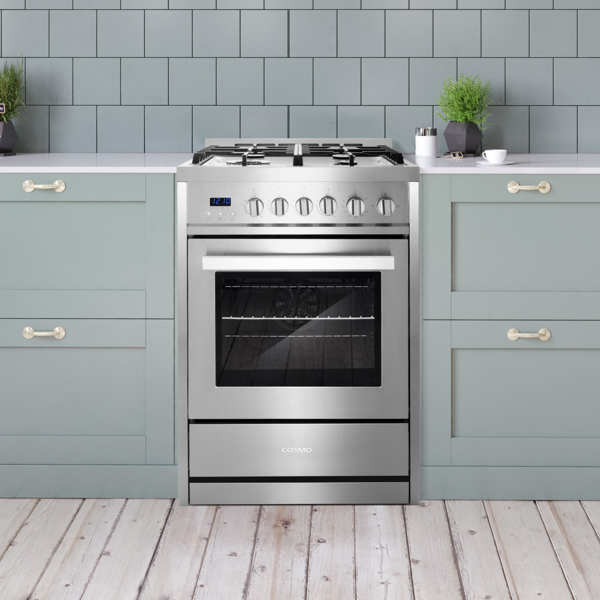 Cosmo Nebula 24 in. 2.73 cu. ft. 4-Burner Stainless Steel Gas Range | COS-244AGC