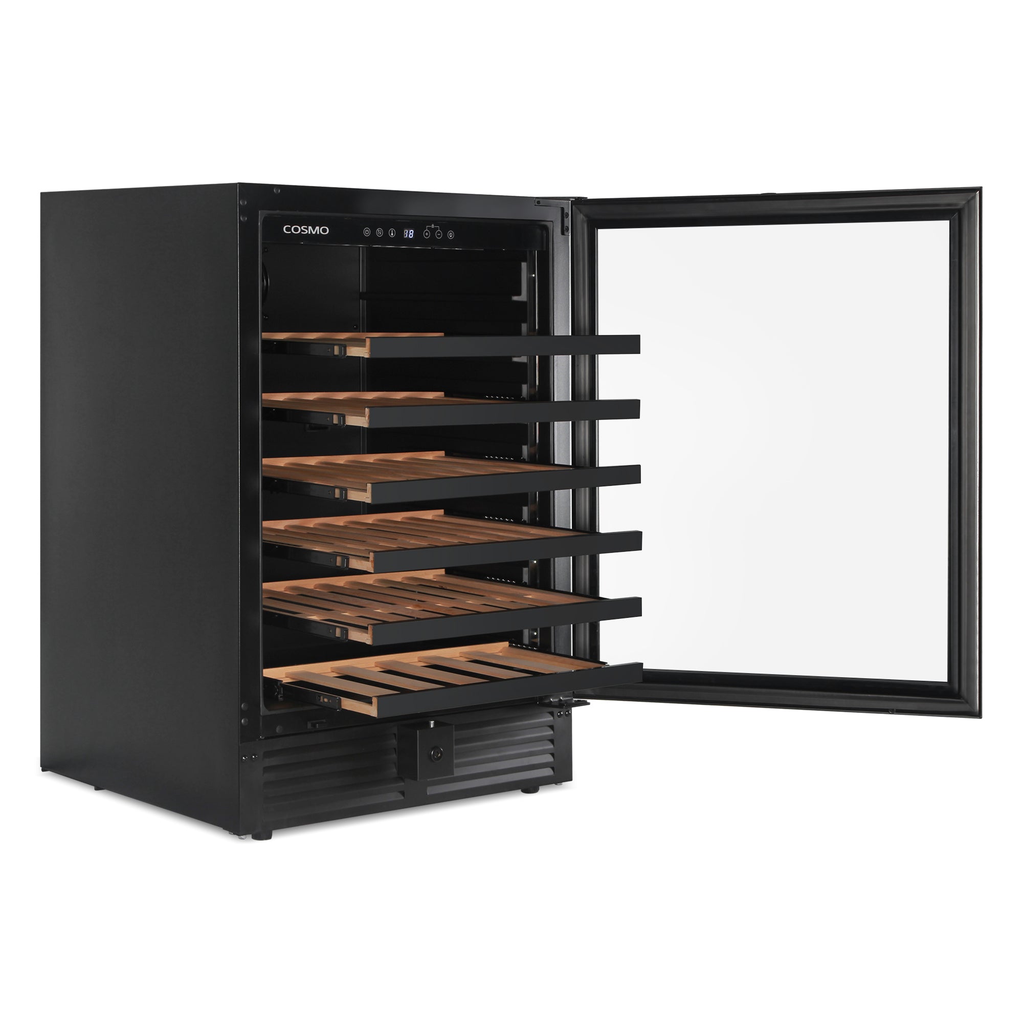 Cosmo Lumin 24 in. 52-Bottle Black Single Zone Wine Cooler | COS-24BIWCS-BK