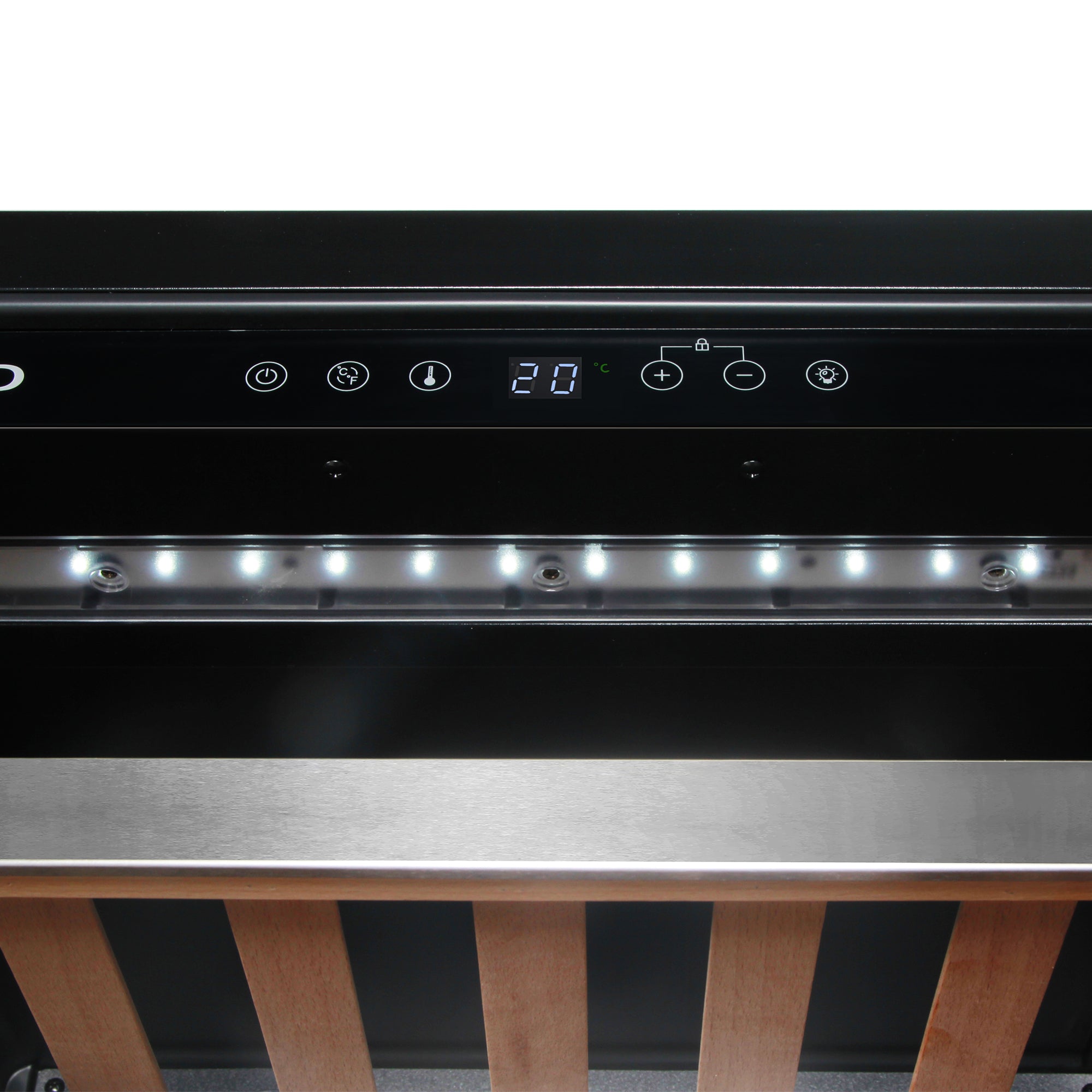 Cosmo Lumin 24 in. 48-Bottle Stainless Steel Single Zone Wine Cooler | COS-24BIWCS