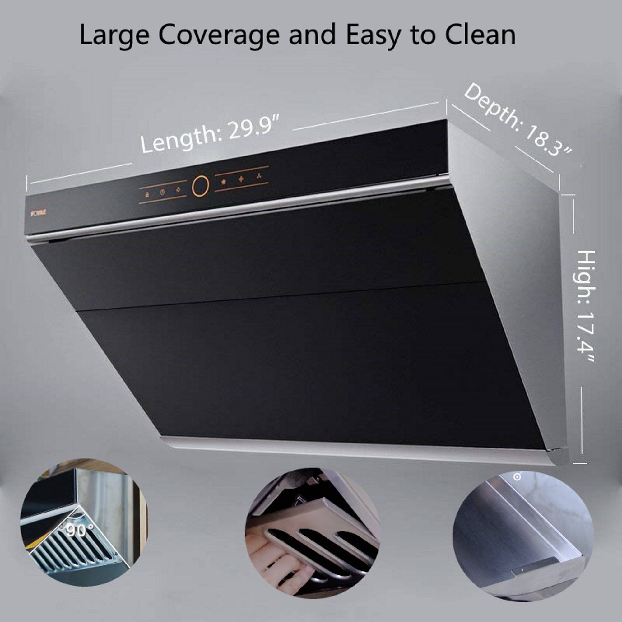 Fotile Slant Vent Series 30 in. 850 CFM Wall Mount Range Hood with Touchscreen | JQG7501
