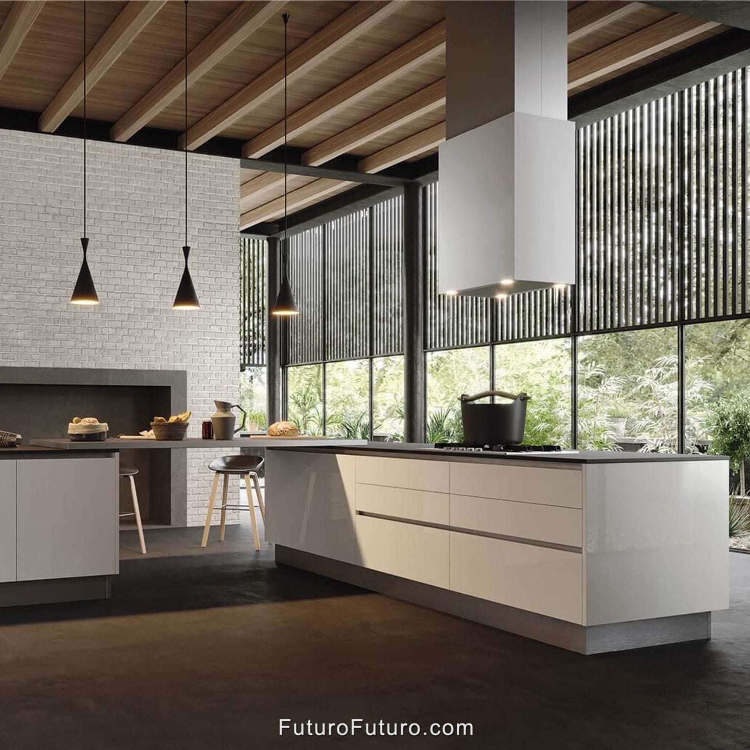 Futuro Lombardy 36 in. 940 CFM White Island Mount Range Hood | IS36LOMBARDY-WHT