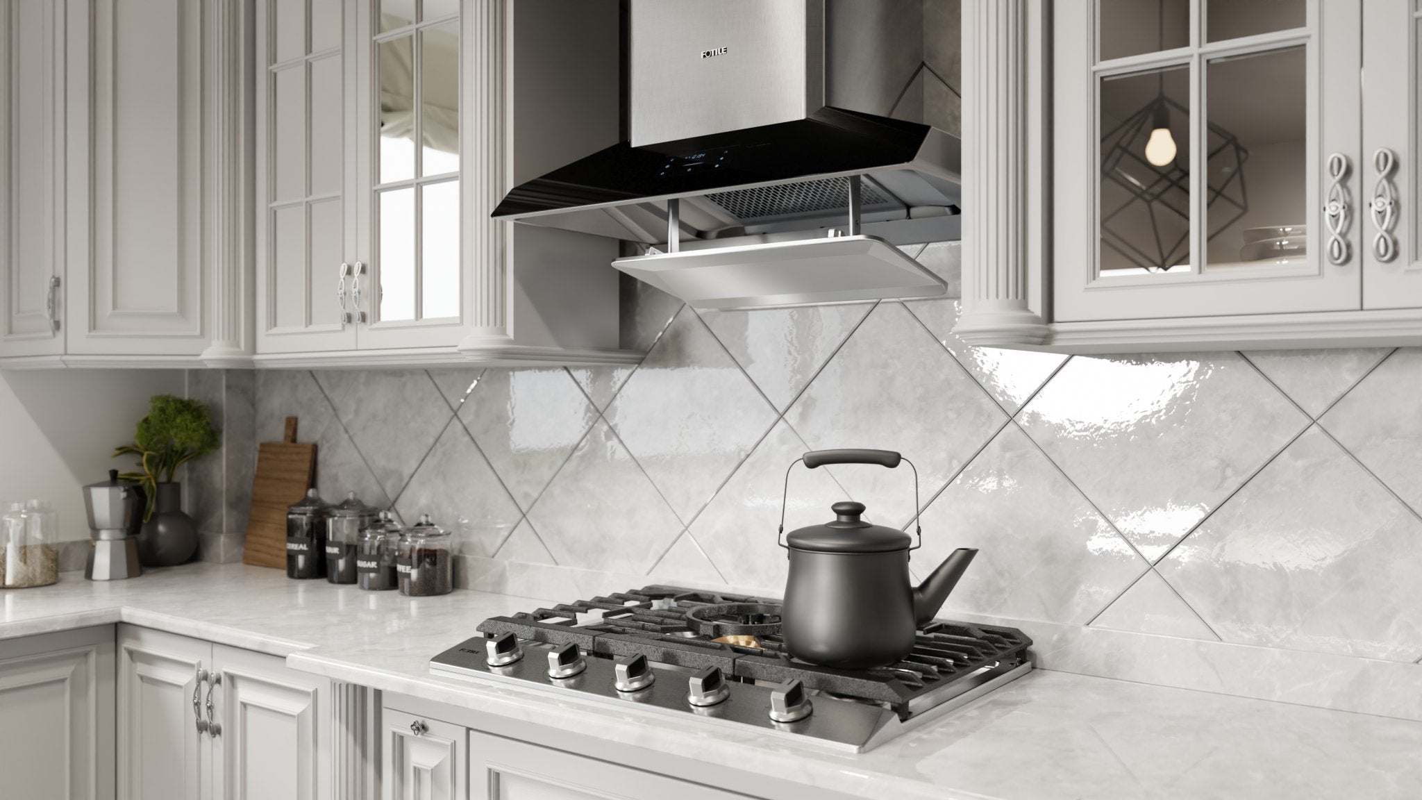 Fotile Perimeter Vent Series 36 in. 1300 CFM Stainless Steel Wall Mount Range Hood with Touchscreen | EMG9050