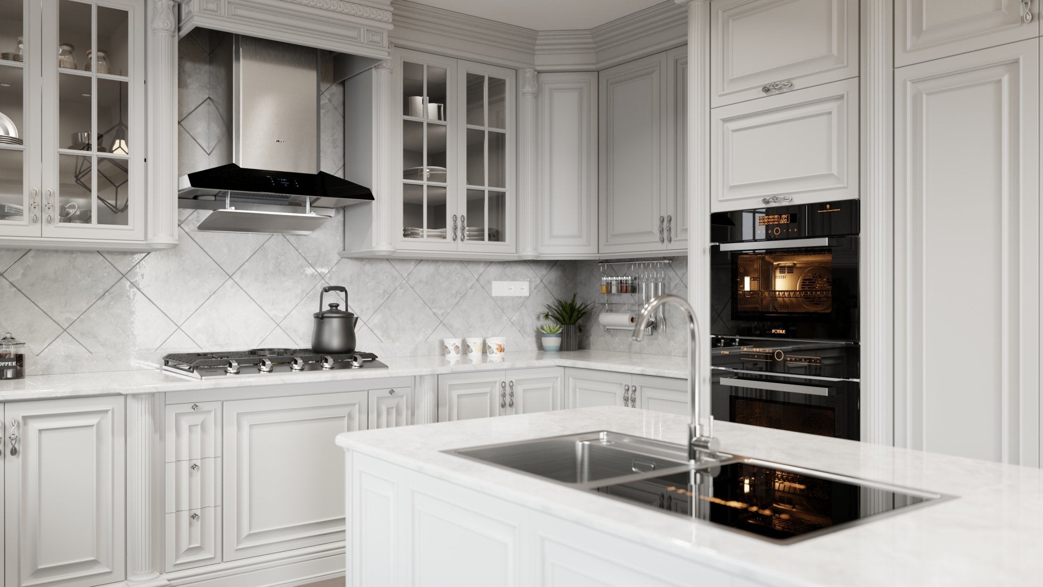 Fotile Perimeter Vent Series 36 in. 1300 CFM Stainless Steel Wall Mount Range Hood with Touchscreen | EMG9050