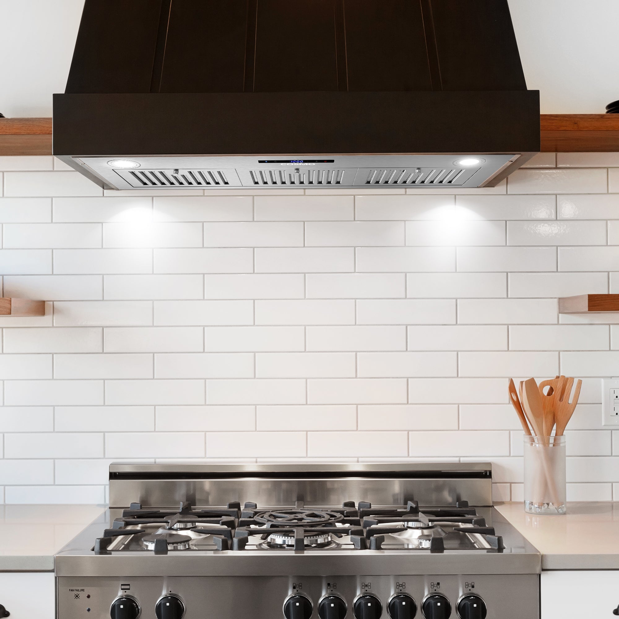 Cosmo Lumin 36 in. 380 CFM Stainless Steel Insert Range Hood, Touch Controls | COS-36IRHS