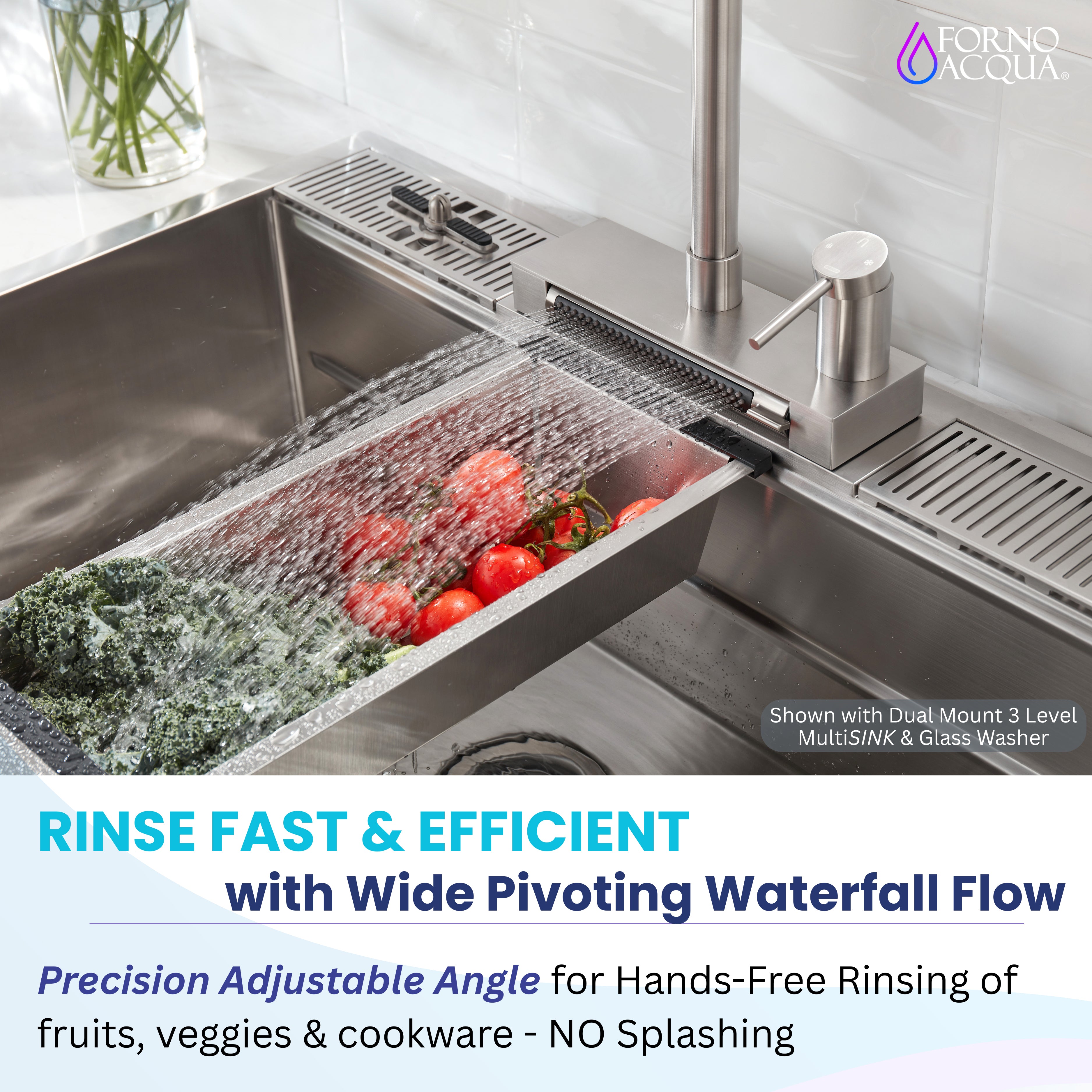 FORNO ACQUA 4 Function  Pull-Down Waterfall Kitchen Faucet