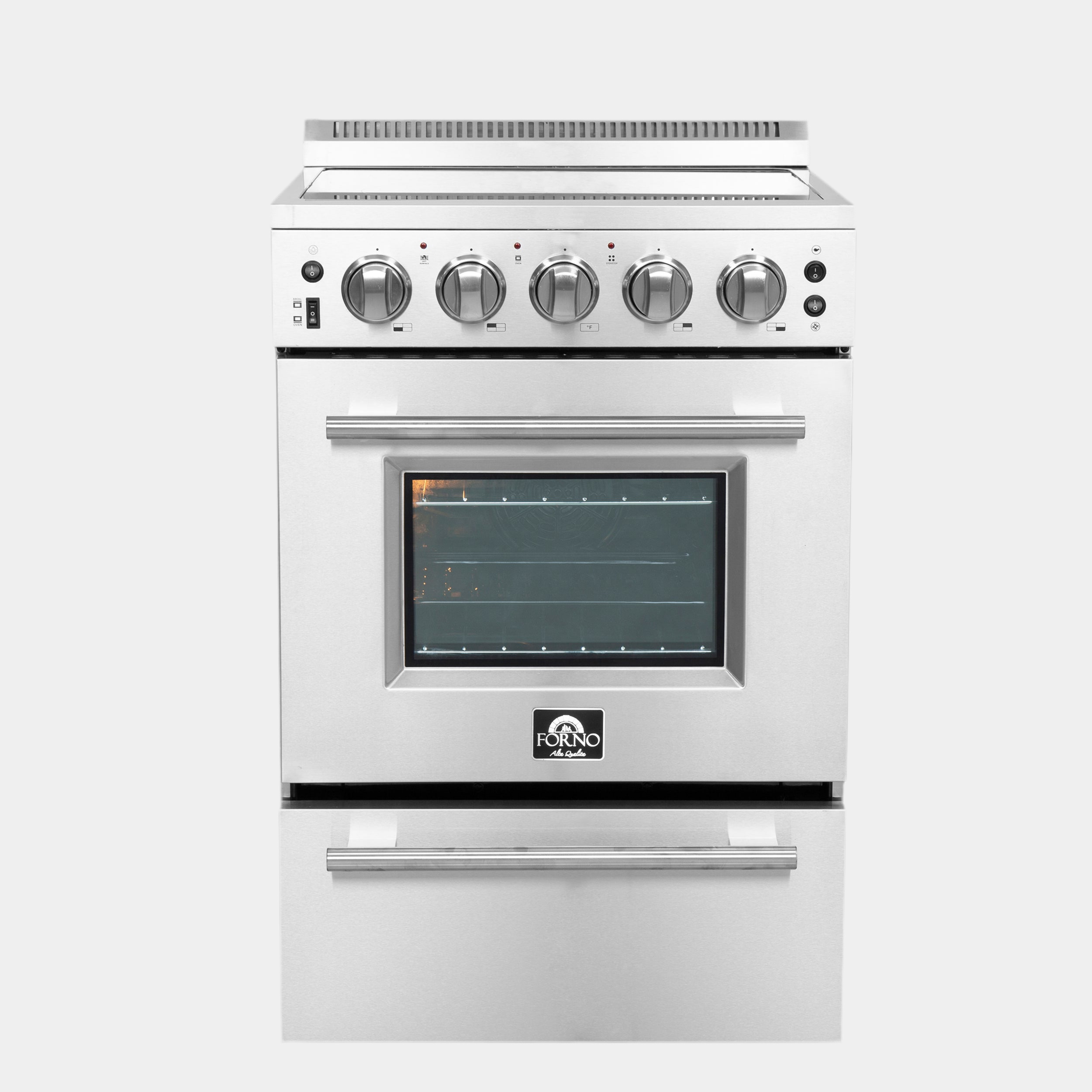 Forno Loiano 24 Inch Freestanding Electric Range Stainless Steel with Storage Drawer