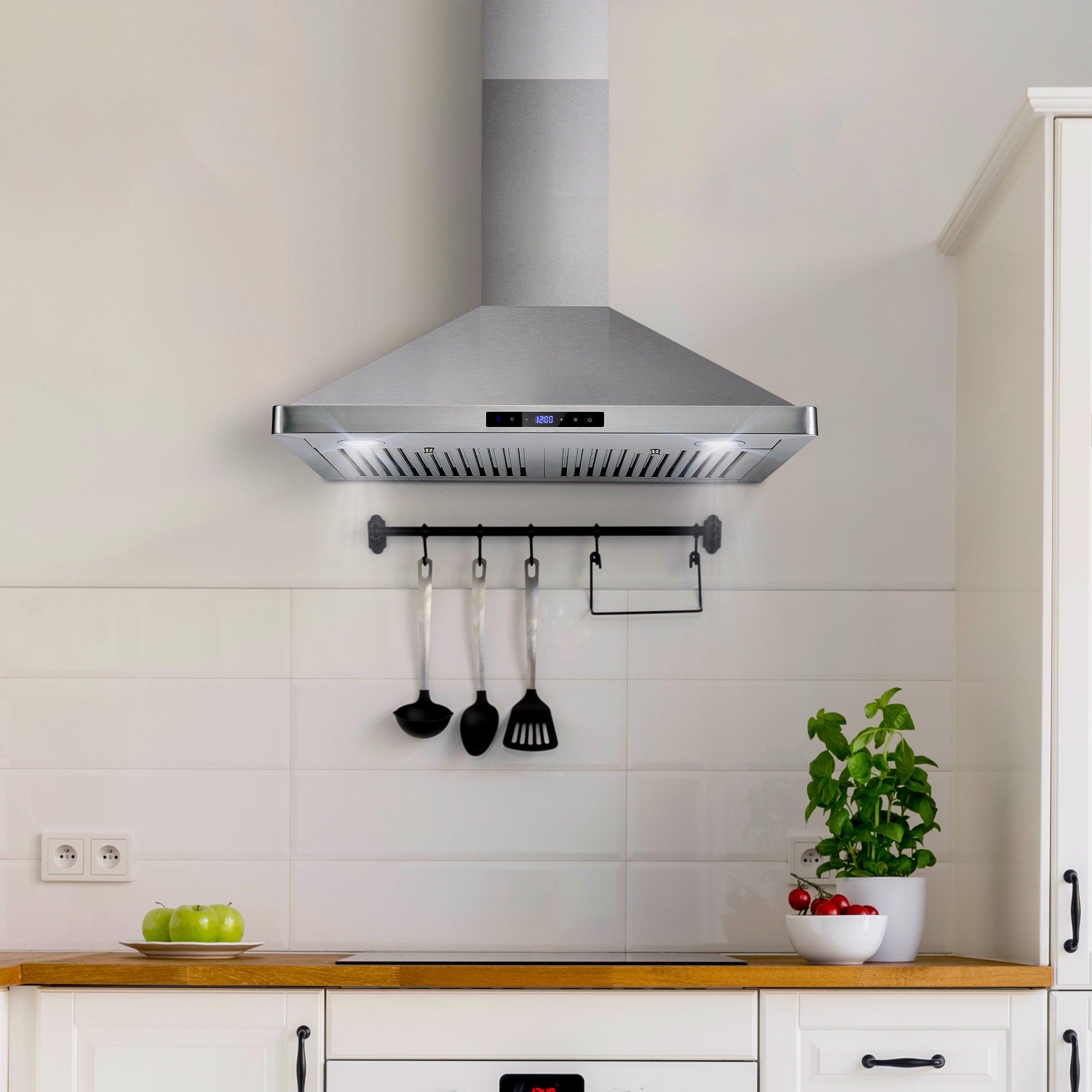 Cosmo Vista 30 in. 380 CFM Ductless Stainless Steel Wall Mount Range Hood, Touch Controls | COS-63175S-DL