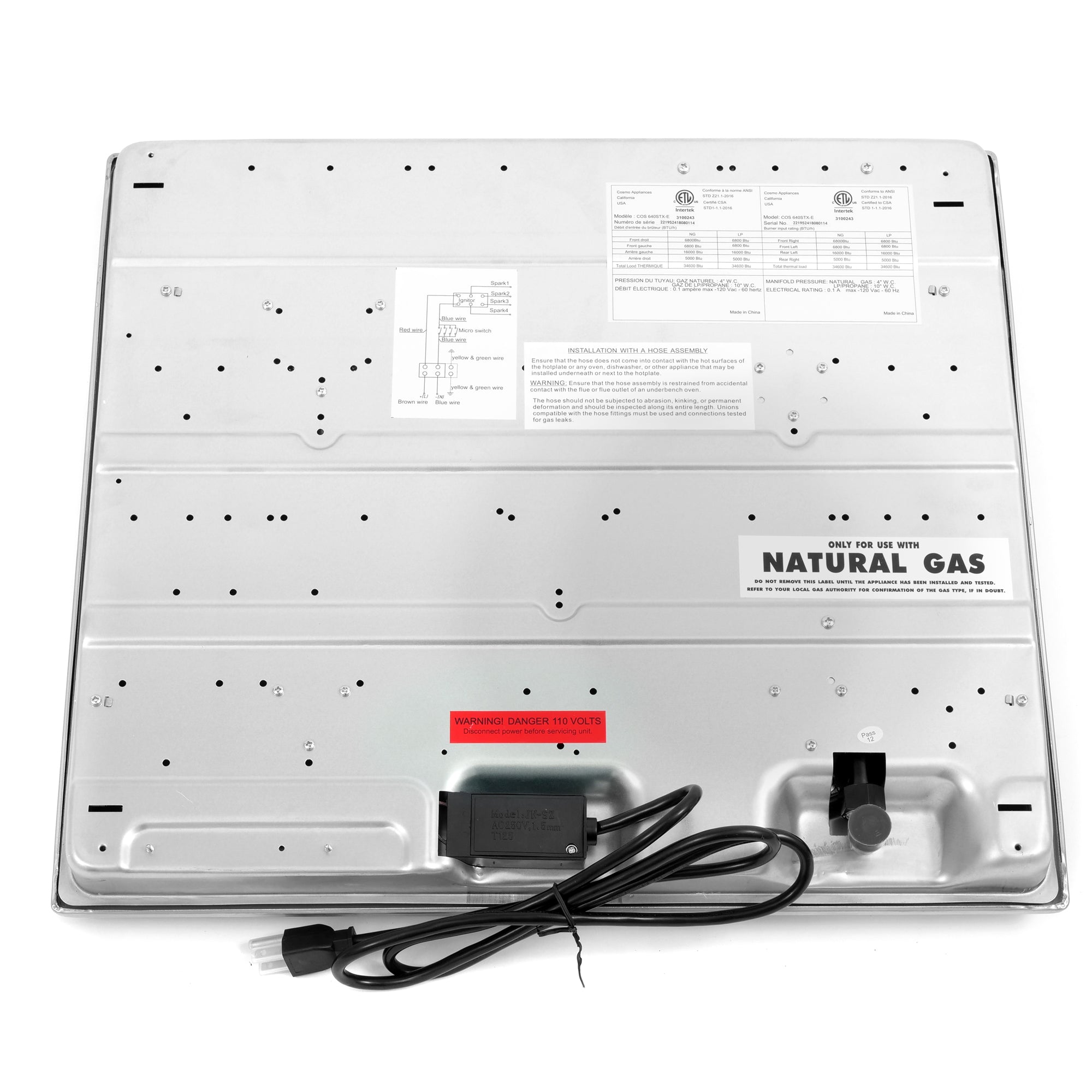 Cosmo 24 in. Stainless Steel Gas Cooktop with 4 Burners | COS-640STX-E