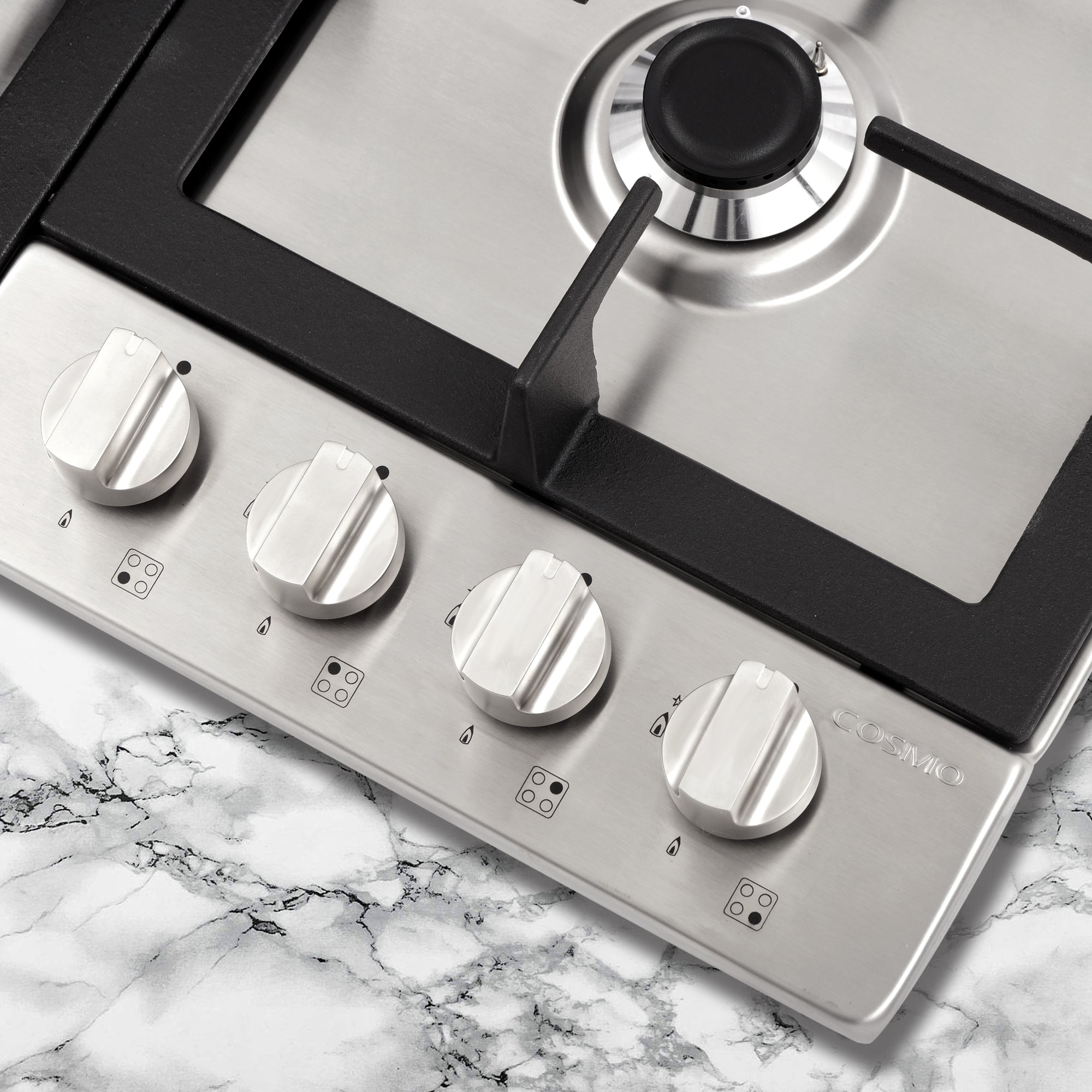 Cosmo 24 in. Stainless Steel Gas Cooktop with 4 Burners | COS-640STX-E