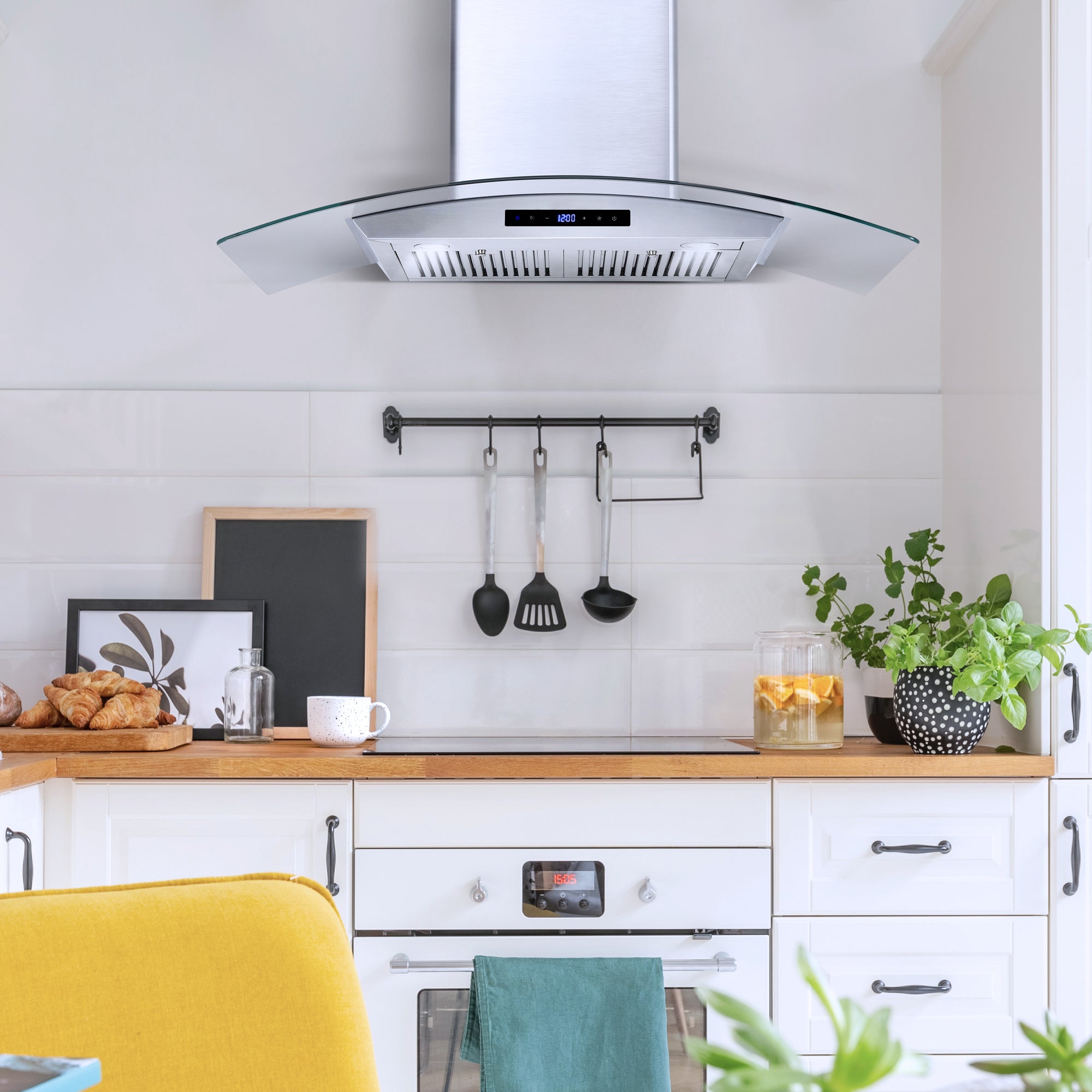 Cosmo Vista 36 in. 380 CFM Ductless Stainless Steel Wall Mount Range Hood, Touch Controls | COS-668AS900-DL
