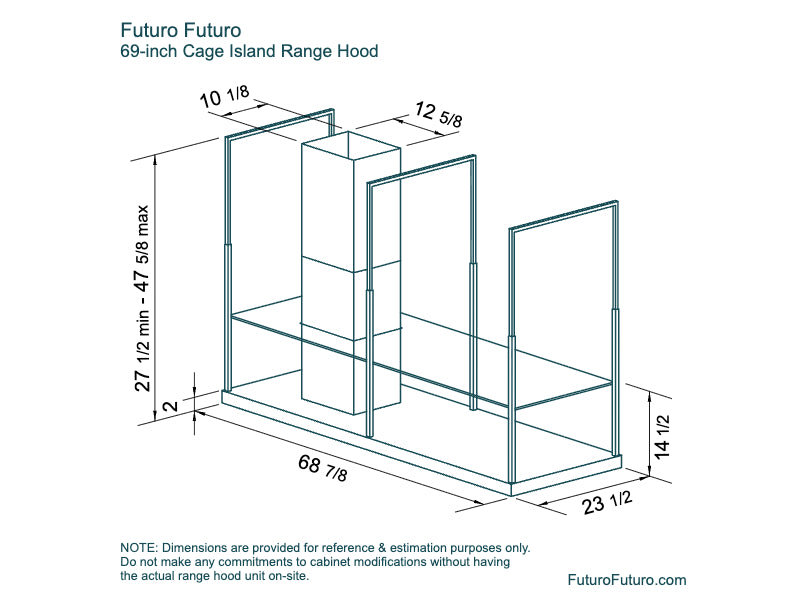 Futuro Cage 69 in. 940 CFM Black Island Mount Range Hood | IS69CAGE-BLK