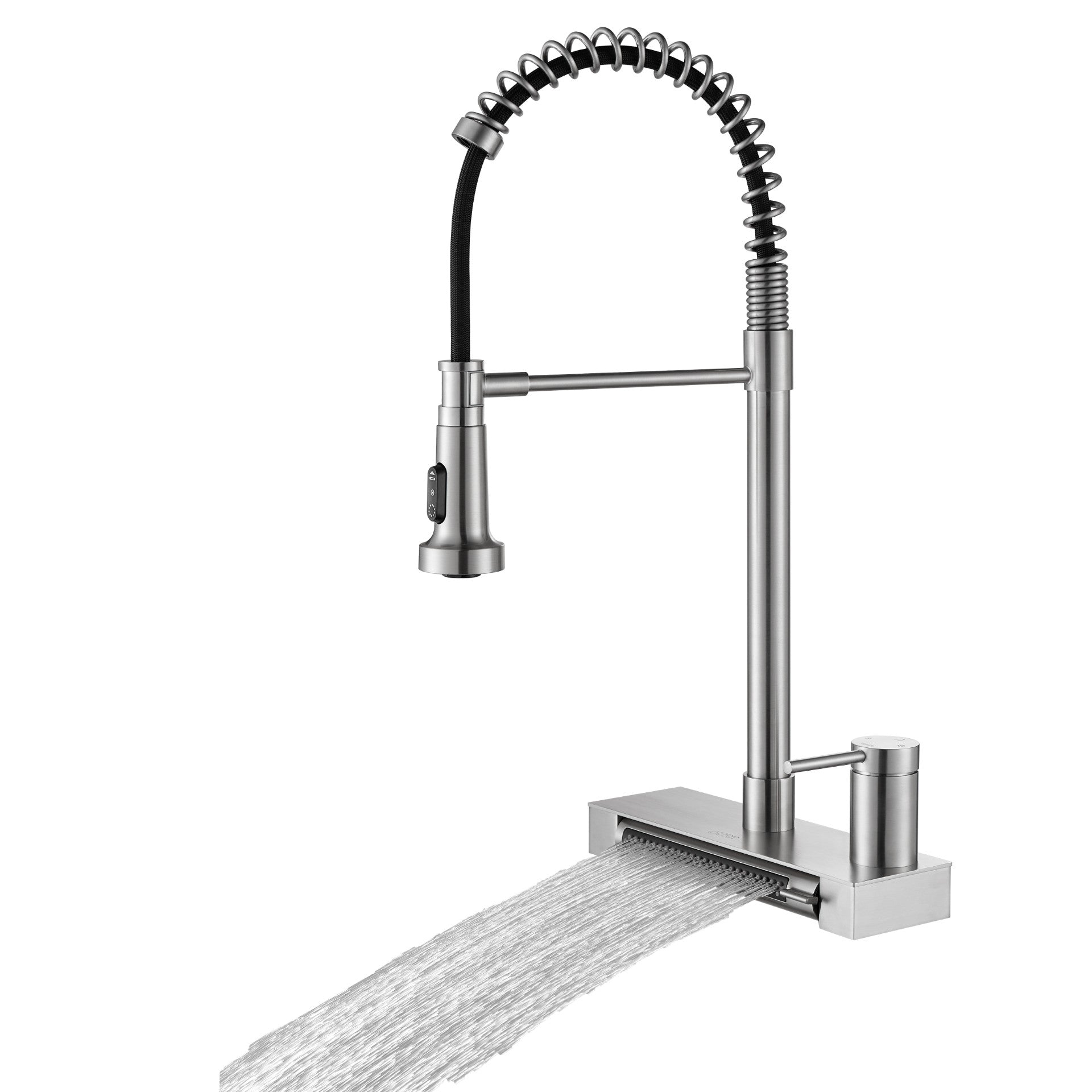 FORNO ACQUA 4 Function  Pull-Down Waterfall Kitchen Faucet Brushed Nickel