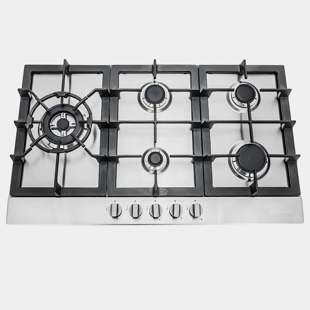 Cosmo 30 in. Stainless Steel Gas Cooktop with 5 Brass Burners | COS-850SLTX-E