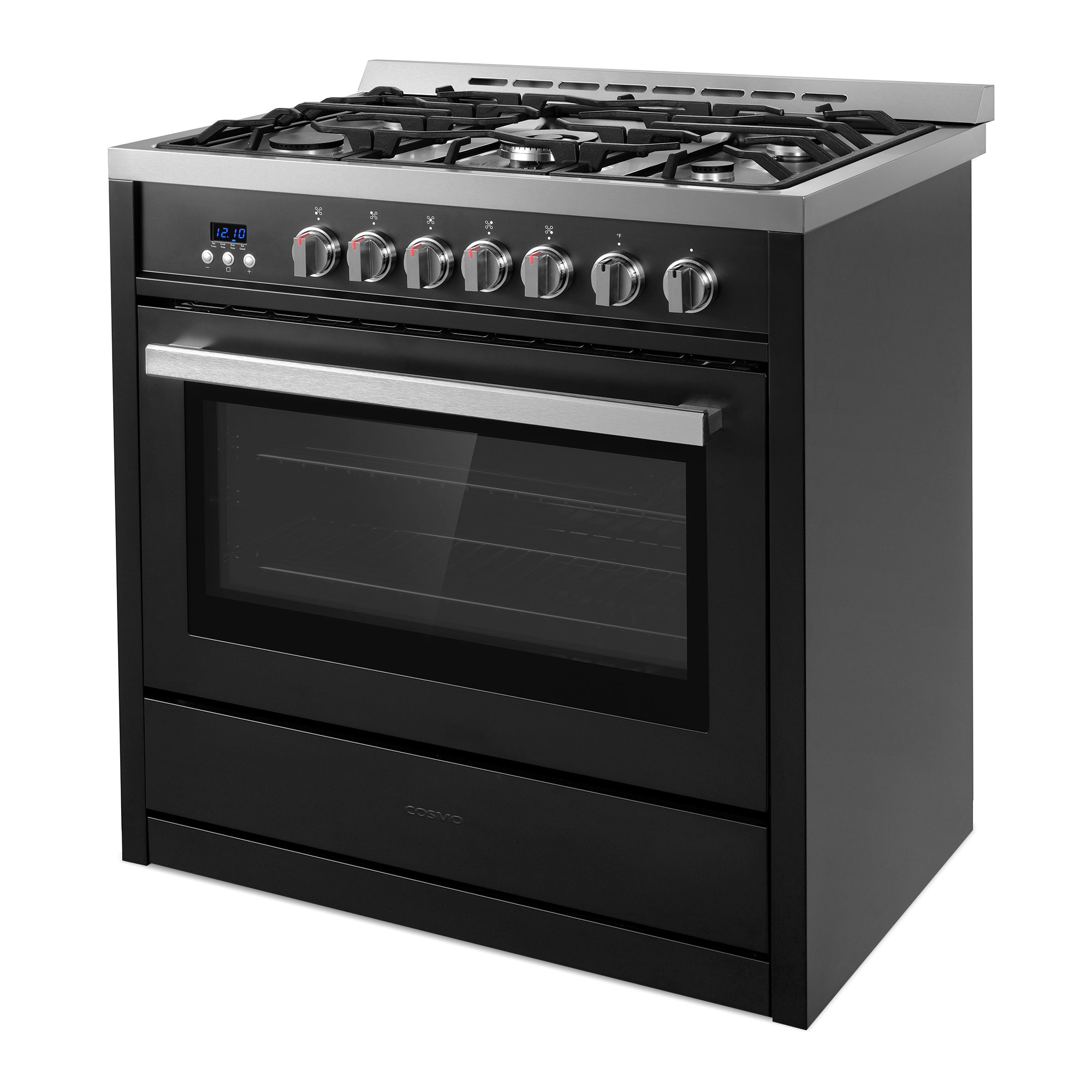 Cosmo Nebula 36 in. 3.8 cu. ft. 5-Burner Black Gas Range with Storage Drawer | COS-965AGC-BKS