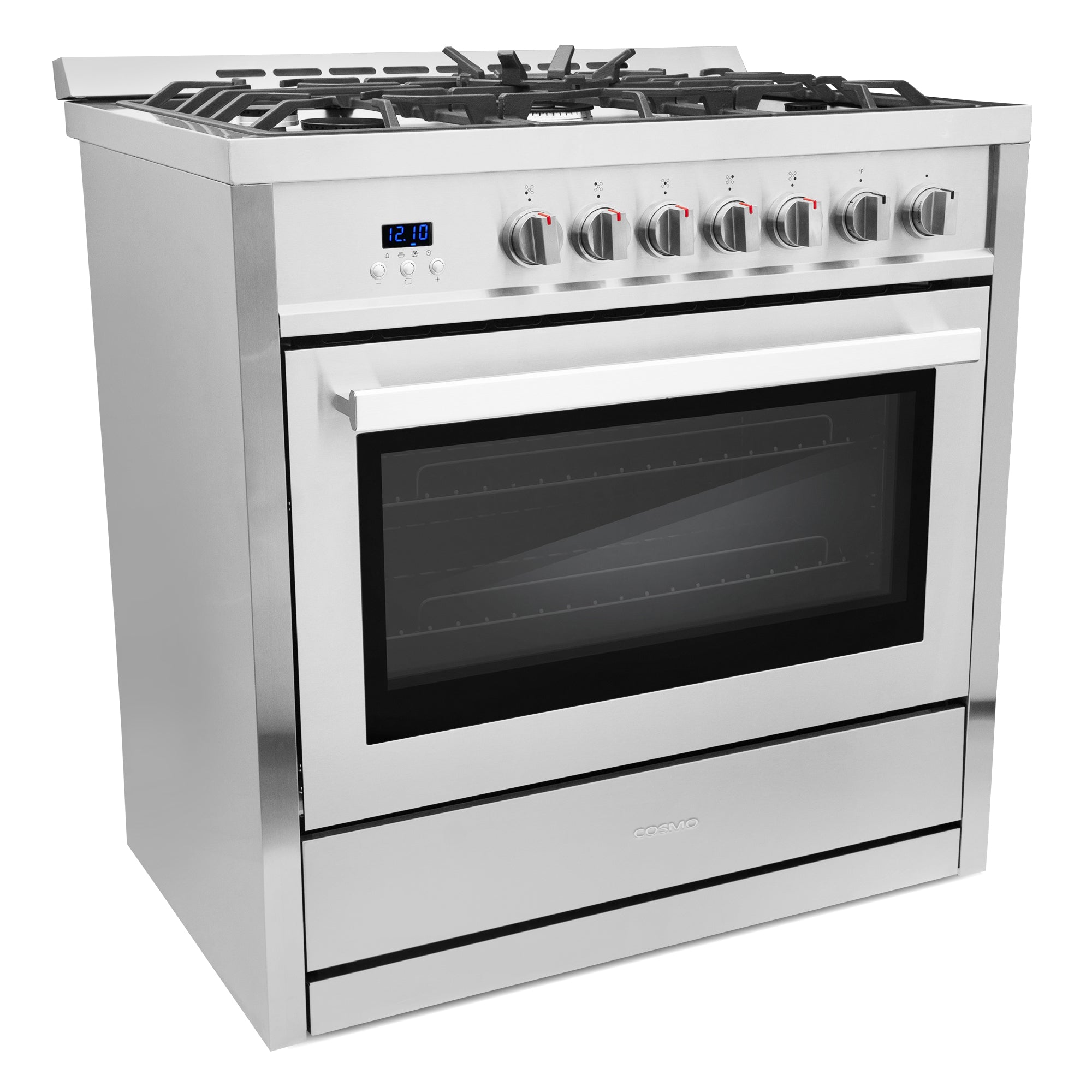 Cosmo Nebula 36 in. 3.8 cu. ft. 5-Burner Stainless Steel Gas Range with Storage Drawer | COS-965AGC