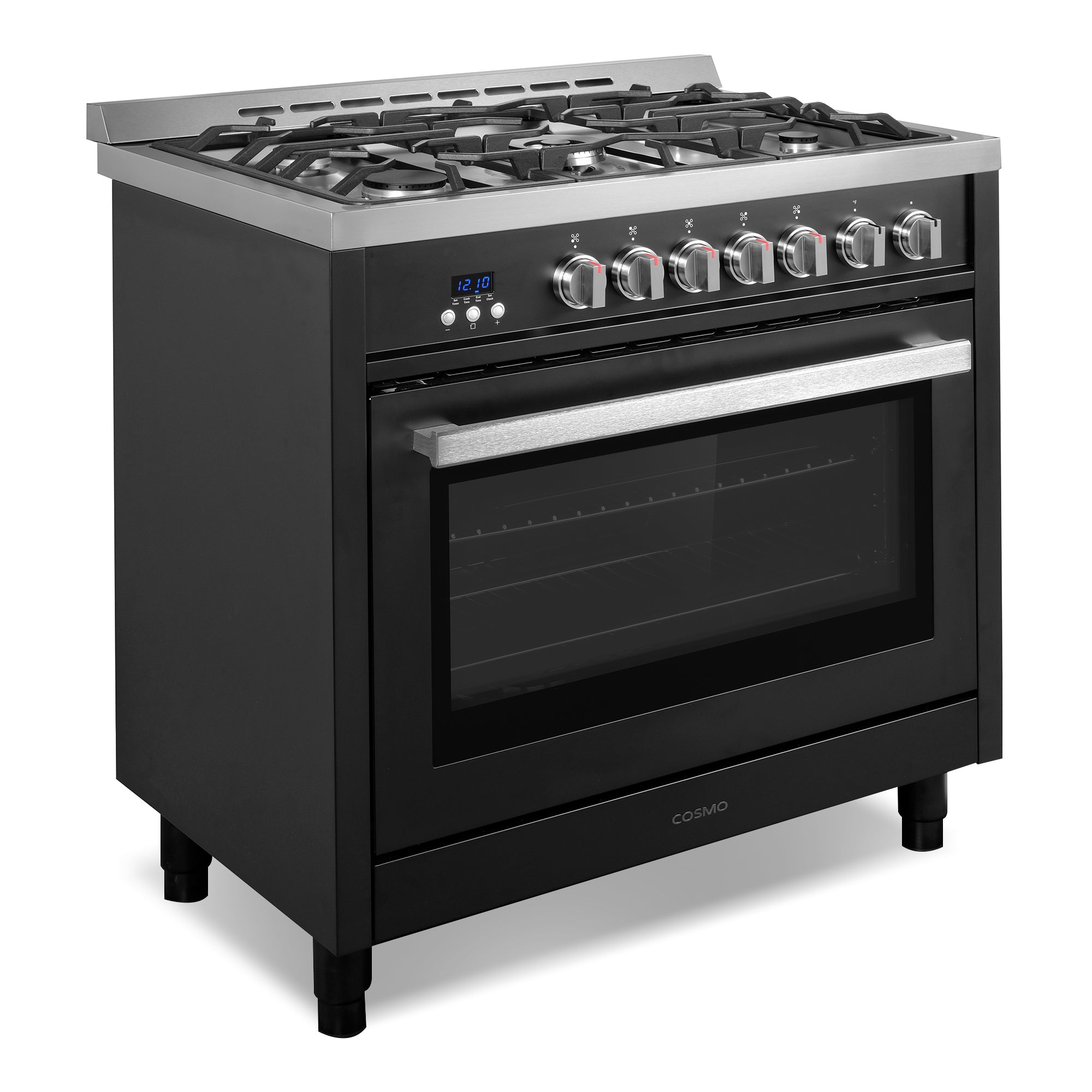 Cosmo Nebula 36 in. 3.8 cu. ft. 5-Burner Black Gas Range | COS-965AGFC-BKS