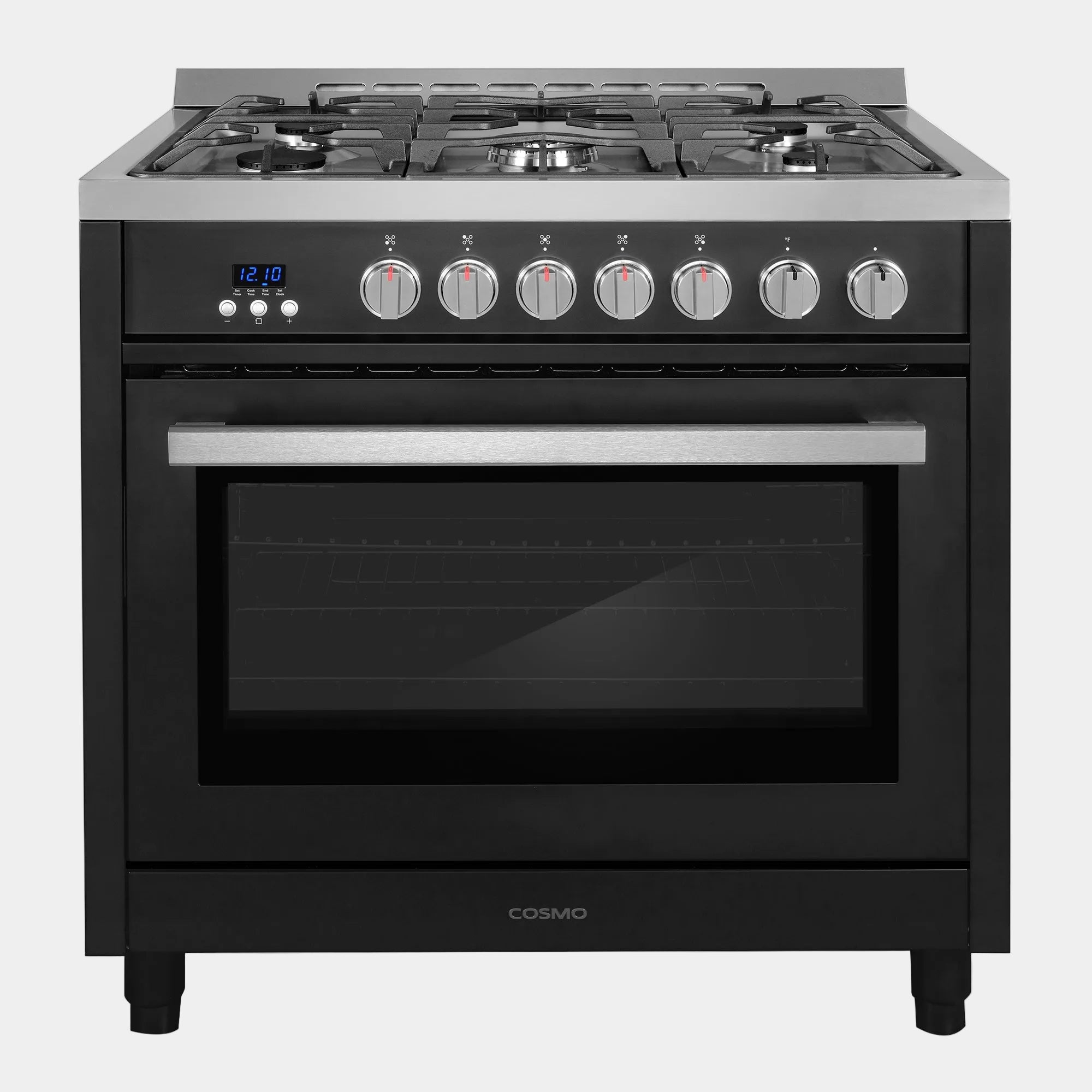 Cosmo Nebula 36 in. 3.8 cu. ft. 5-Burner Black Gas Range | COS-965AGFC-BKS