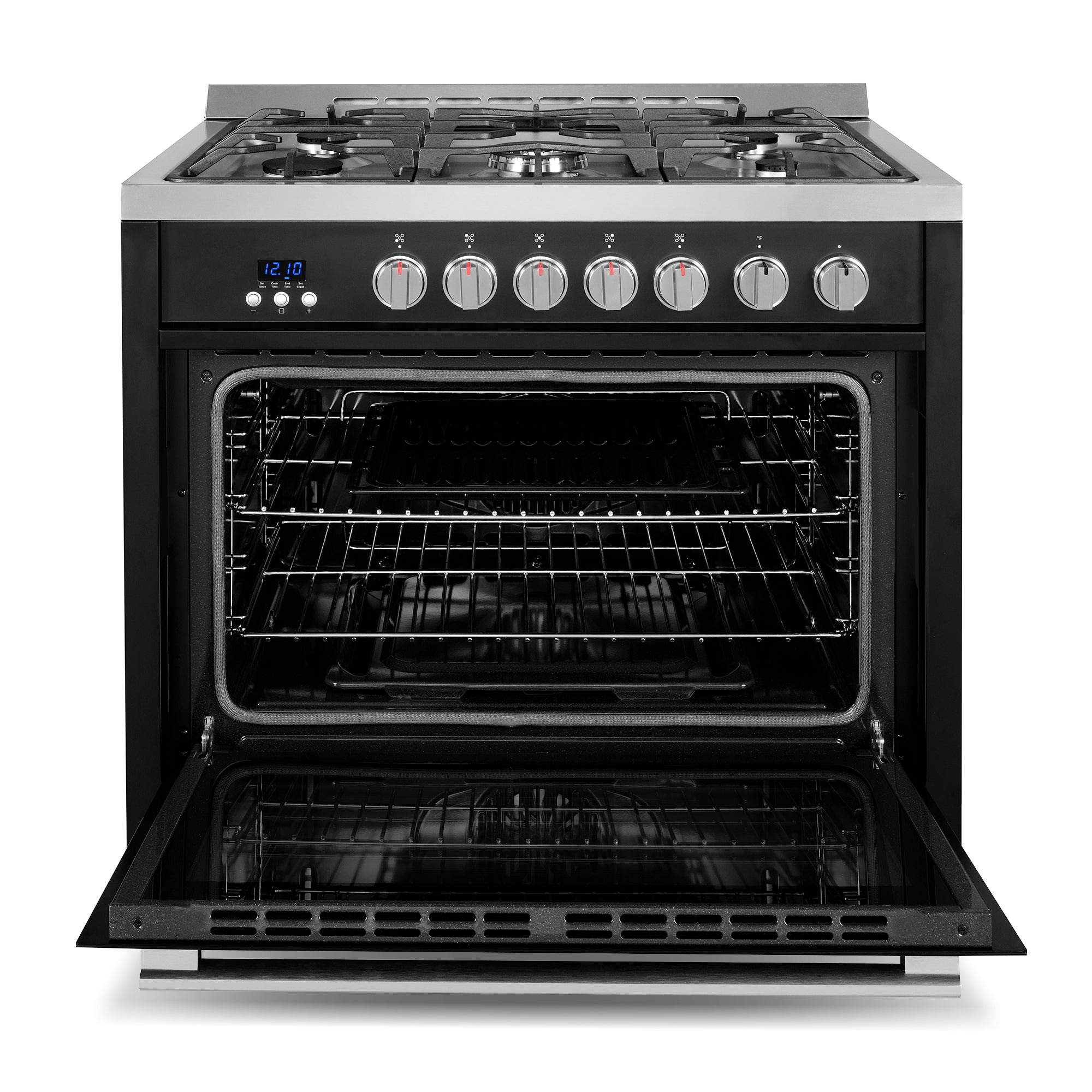 Cosmo Nebula 36 in. 3.8 cu. ft. 5-Burner Black Gas Range | COS-965AGFC-BKS