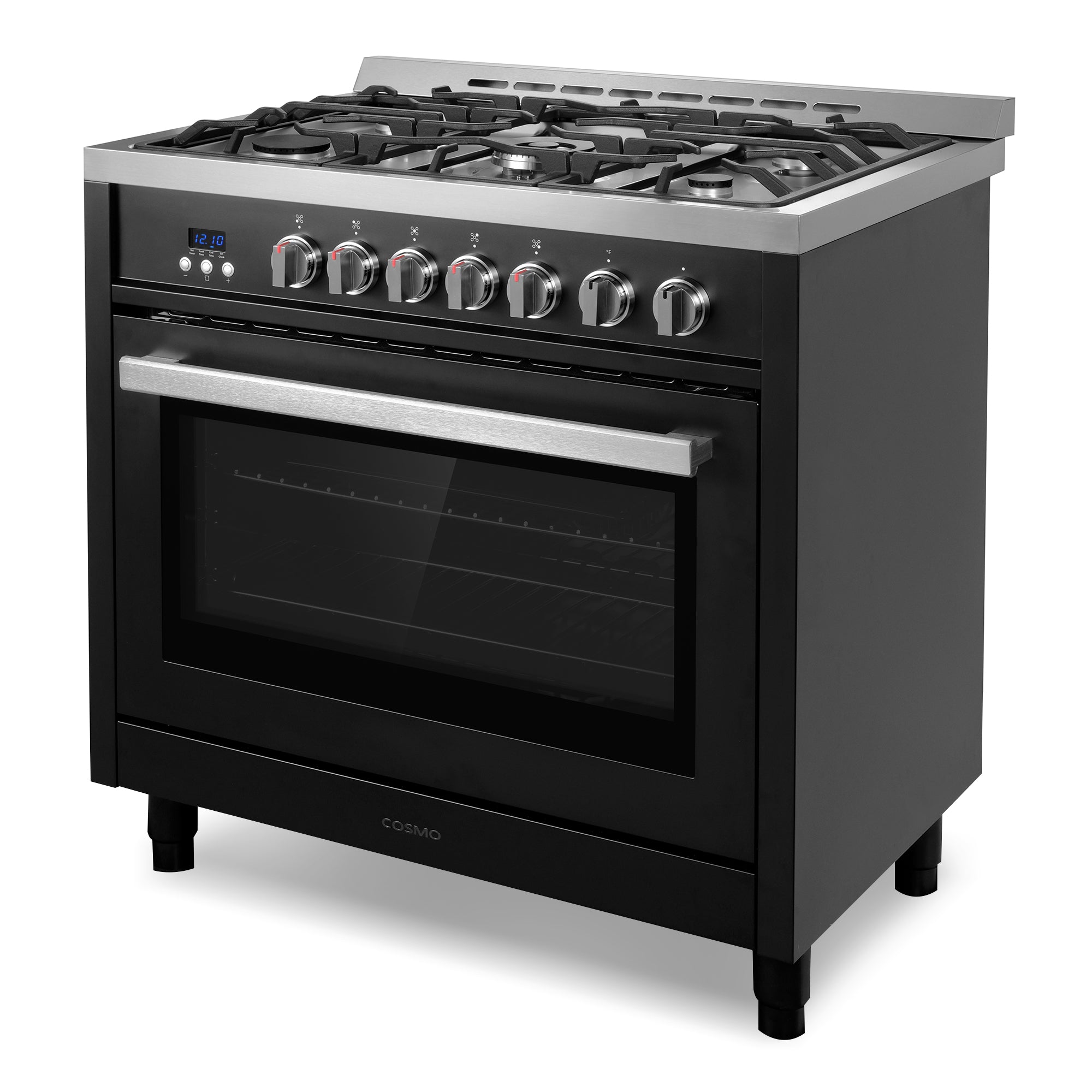 Cosmo Nebula 36 in. 3.8 cu. ft. 5-Burner Black Gas Range | COS-965AGFC-BKS