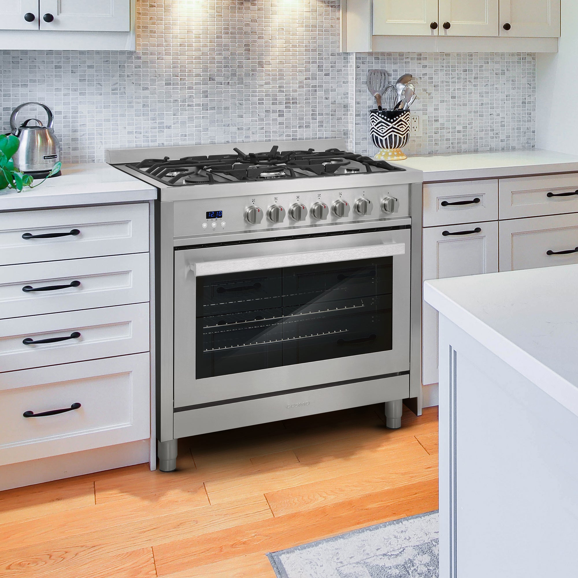 Cosmo Nebula 36 in. 3.8 cu. ft. 5-Burner Stainless Steel Gas Range | COS-965AGFC