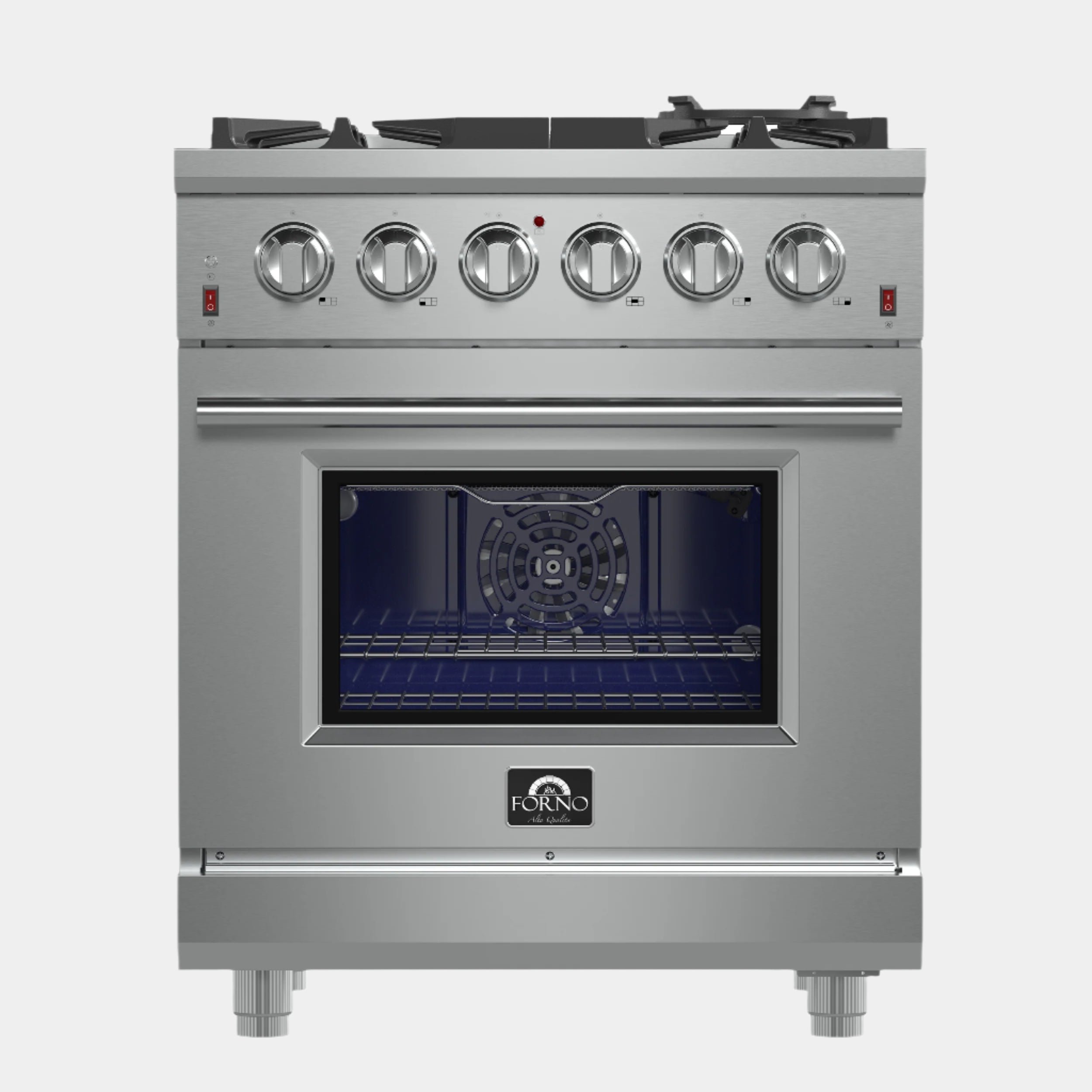 Forno Massimo 30-Inch Freestanding Gas Range, 4 Burners, True Convection Oven