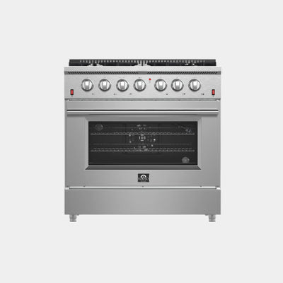 Forno Galiano 36-Inch Freestanding Gas Range, Stainless Steel, 6 Burners, Energy Efficient