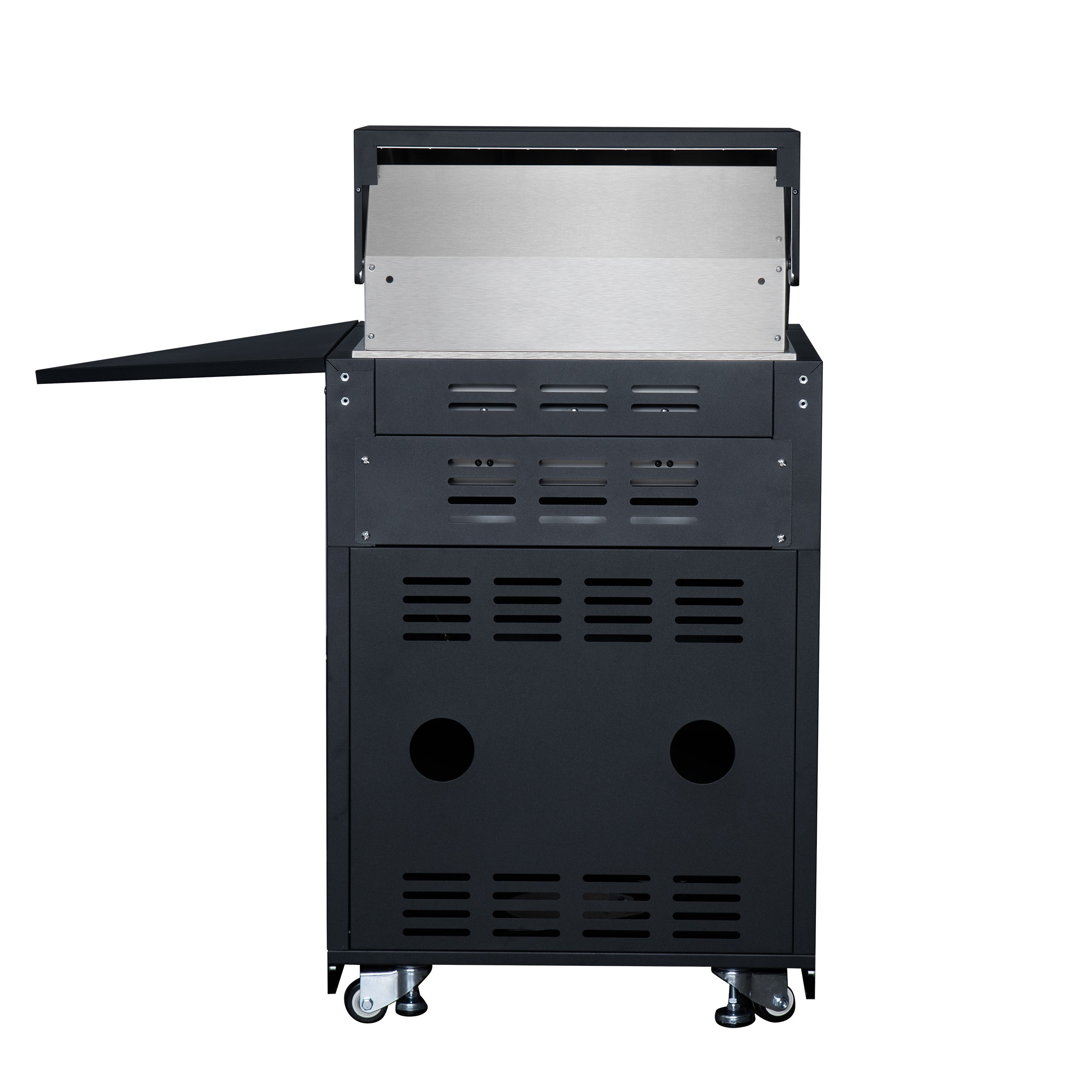 Forno All’Aperto 99,600 BTU Outdoor Kitchen, 5 Burners, Infrared Burners, Side Burner, Black Sintered Stone Countertops, Gas Pizza Oven, Sink Module, Bar & Beverage Center