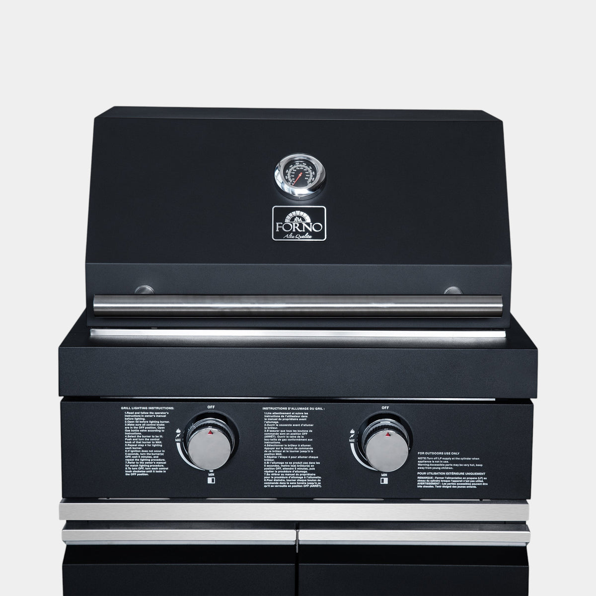 Forno All’Aperto 99,600 BTU Outdoor Kitchen, 5 Burners, Infrared Burners, Side Burner, Black Sintered Stone Countertops, Gas Pizza Oven, Sink Module, Bar & Beverage Center