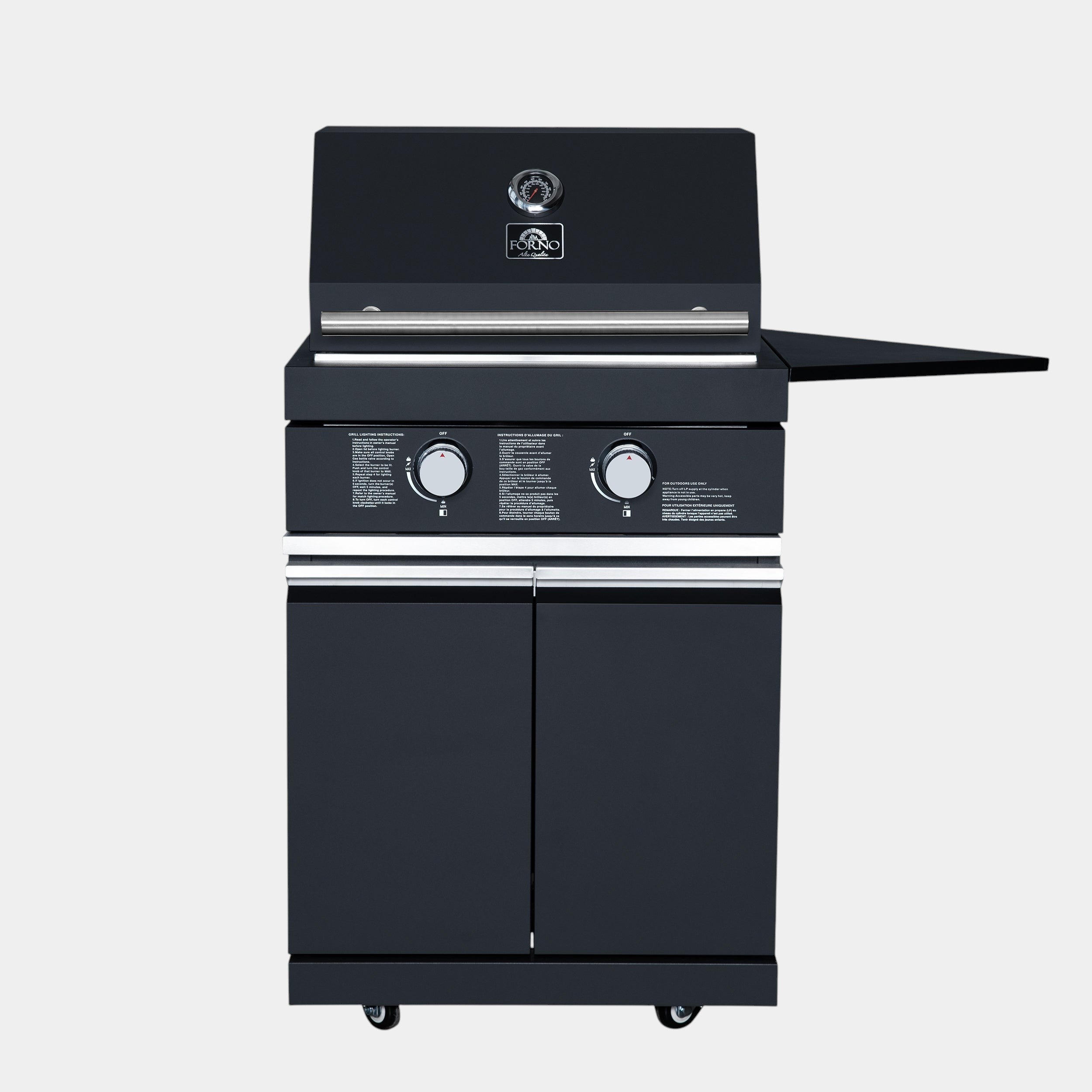 Forno All’Aperto 99,600 BTU Outdoor Kitchen, 5 Burners, Infrared Burners, Side Burner, Black Sintered Stone Countertops, Gas Pizza Oven, Sink Module, Bar & Beverage Center