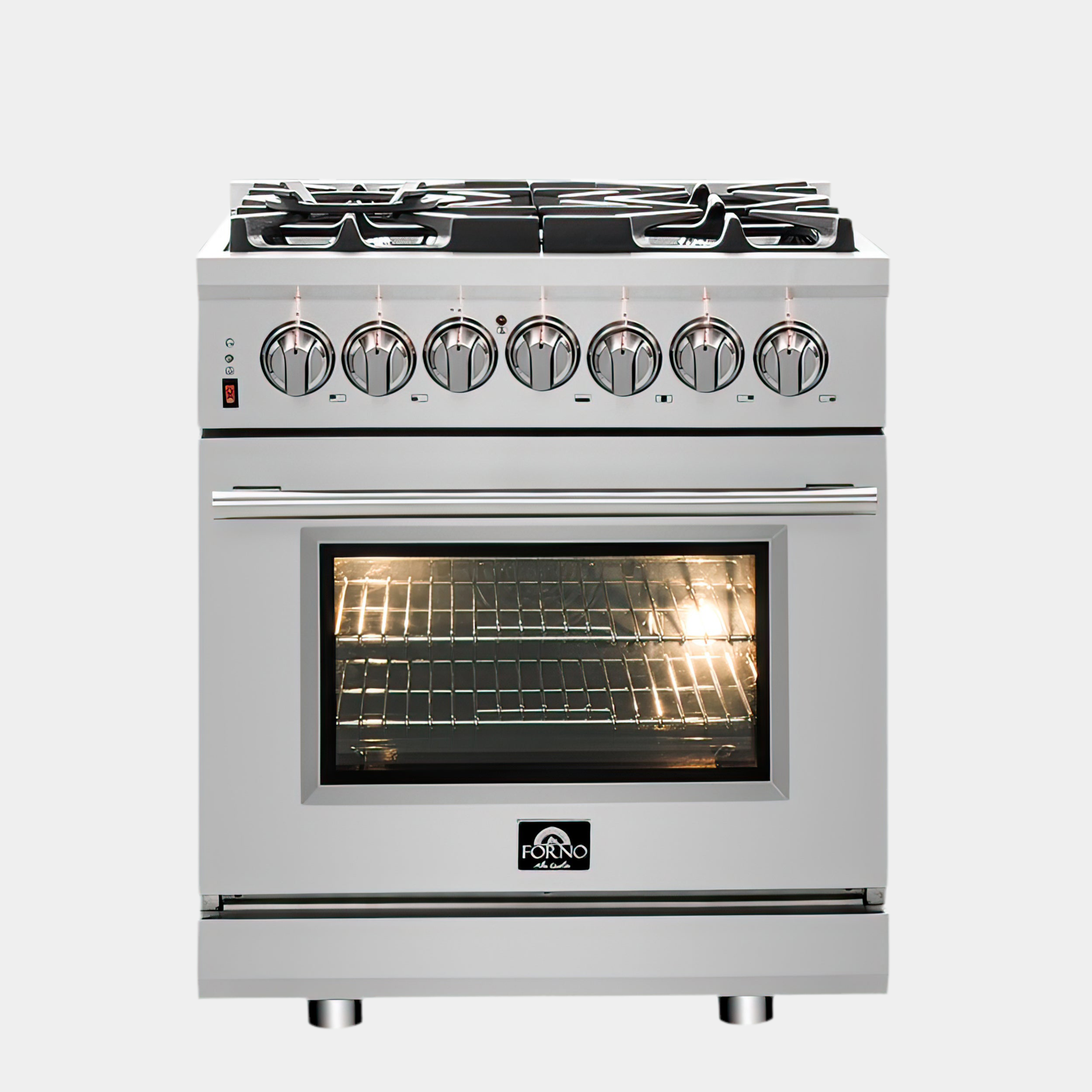 Forno Massimo 30-Inch Freestanding Dual Fuel Range, 4 Burners, Double Convection Ovens