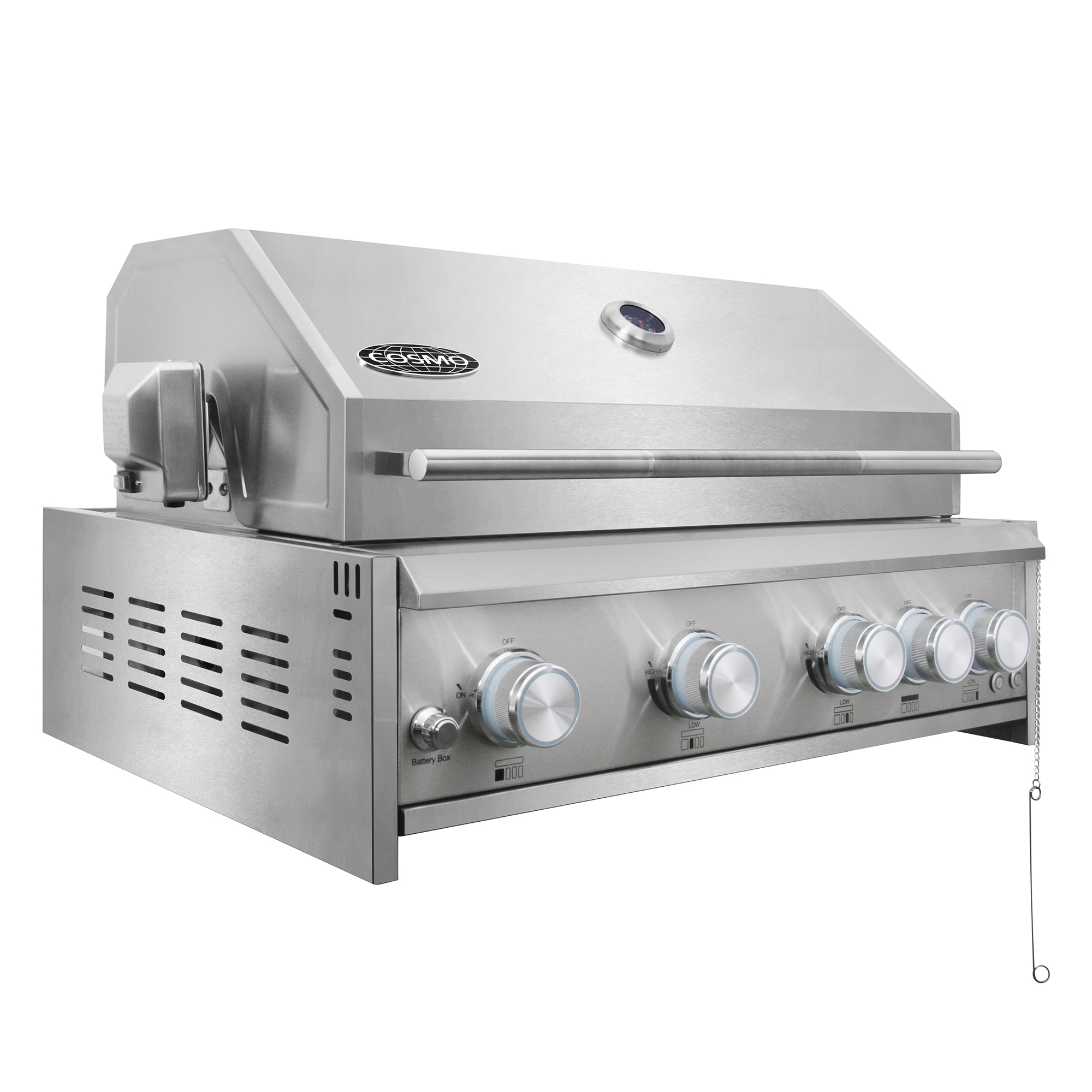 Cosmo 32 in. 5-Burner Stainless Steel Propane Gas Grill with Rotisserie and LED Knobs | COS-BGGN325K