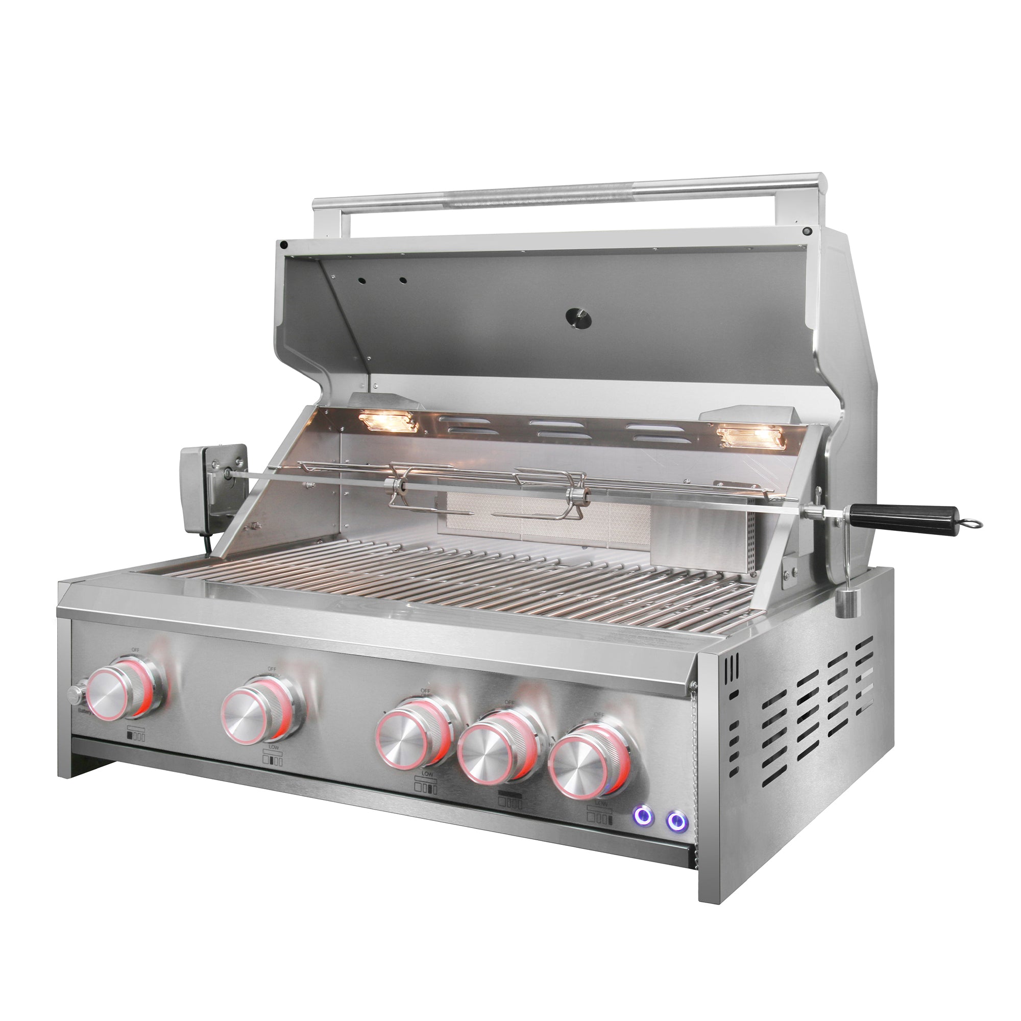 Cosmo 32 in. 5-Burner Stainless Steel Propane Gas Grill with Rotisserie and LED Knobs | COS-BGGN325K