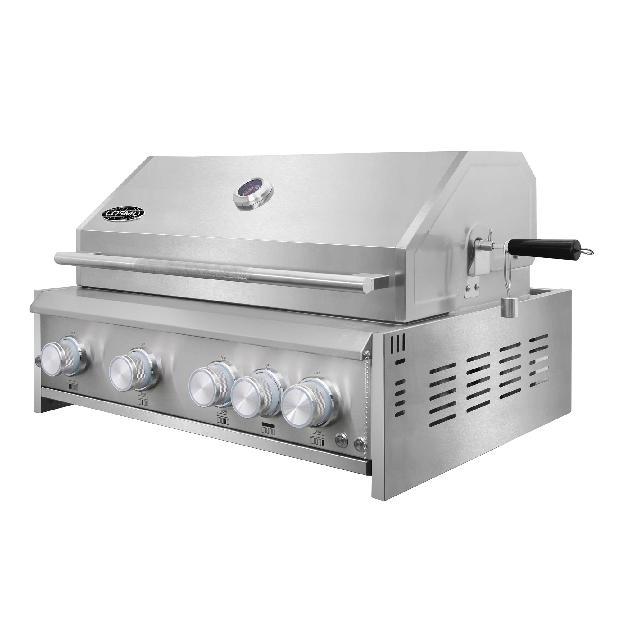 Cosmo 32 in. 5-Burner Stainless Steel Propane Gas Grill with Rotisserie and LED Knobs | COS-BGGN325K