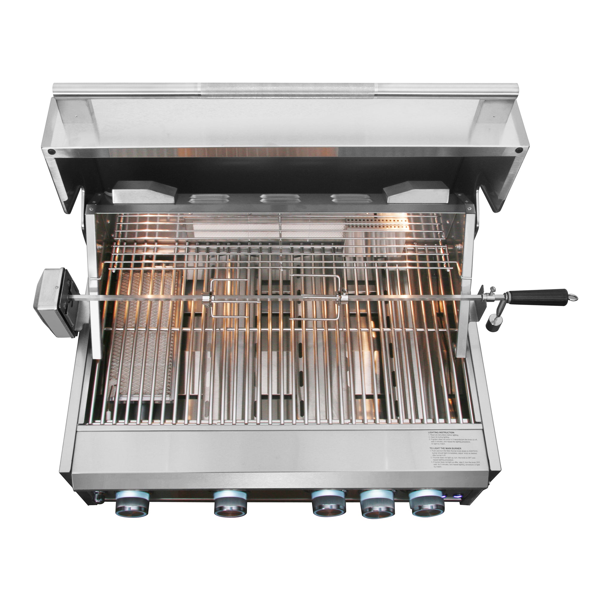 Cosmo 32 in. 5-Burner Stainless Steel Propane Gas Grill with Rotisserie and LED Knobs | COS-BGGN325K