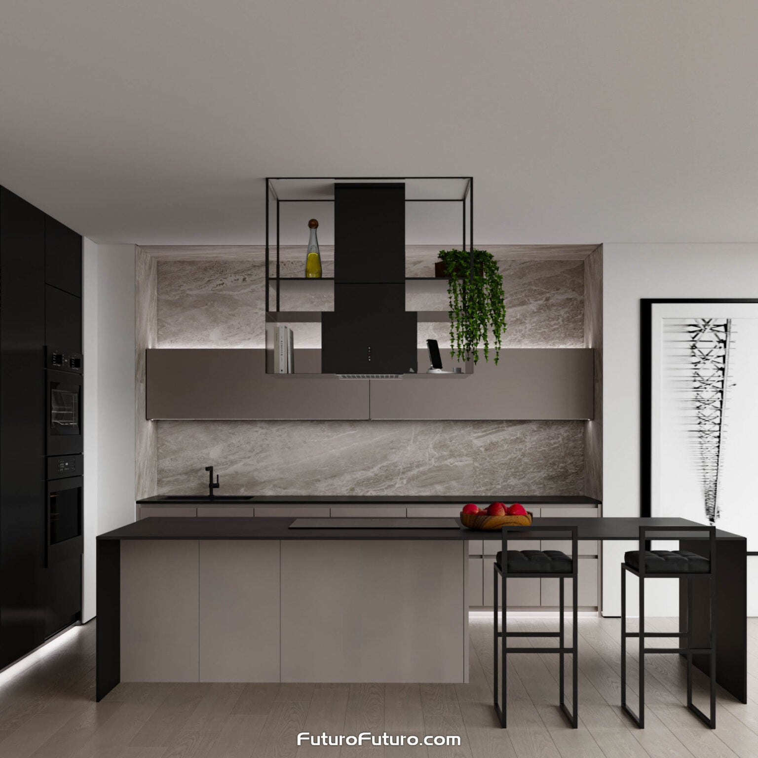 Futuro Knox 48 in. 940 CFM Black Island Mount Range Hood | IS48KNOX-GM