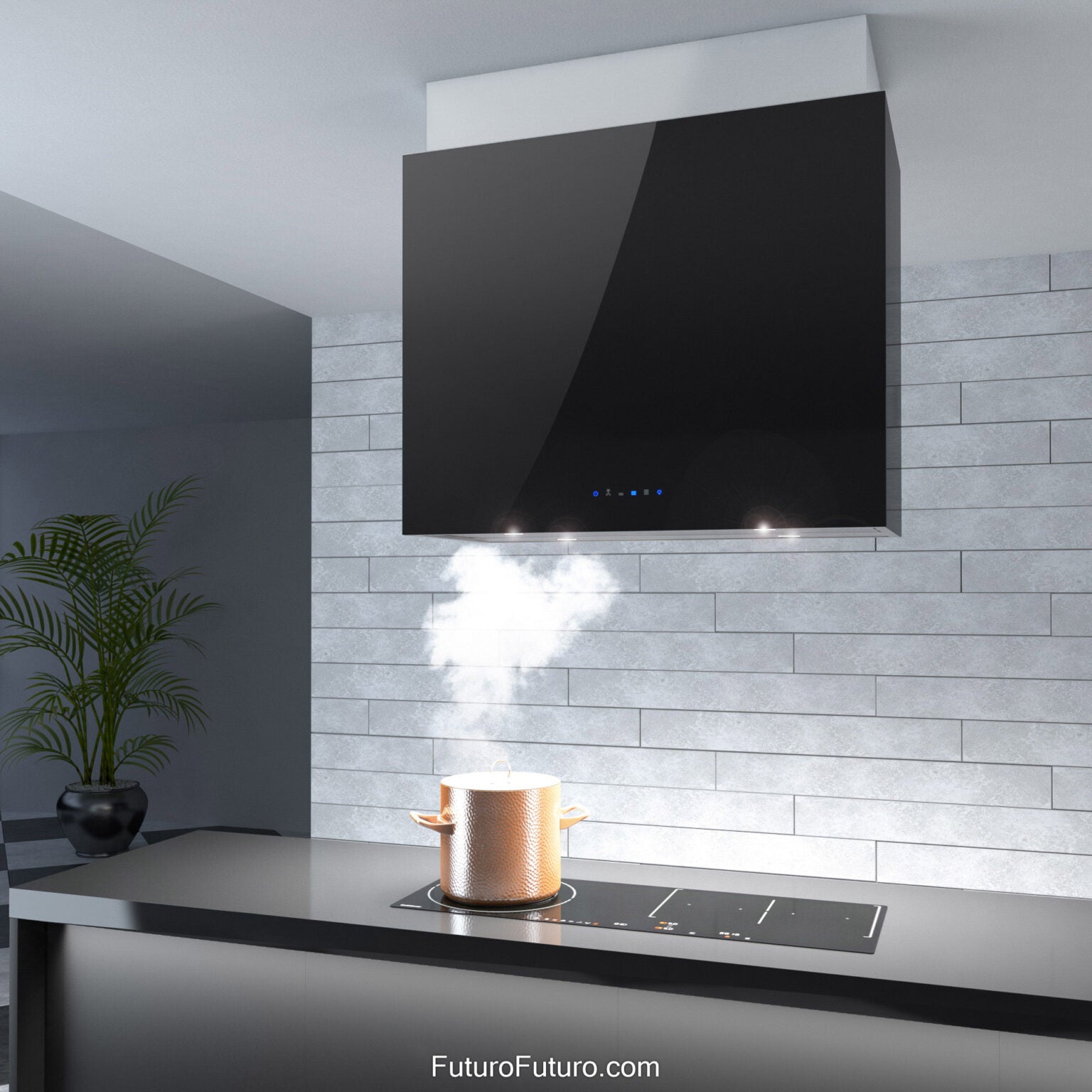 Futuro Lombardy 36 in. 940 CFM Black Island Mount Range Hood | IS36LOMBARDY-BLK