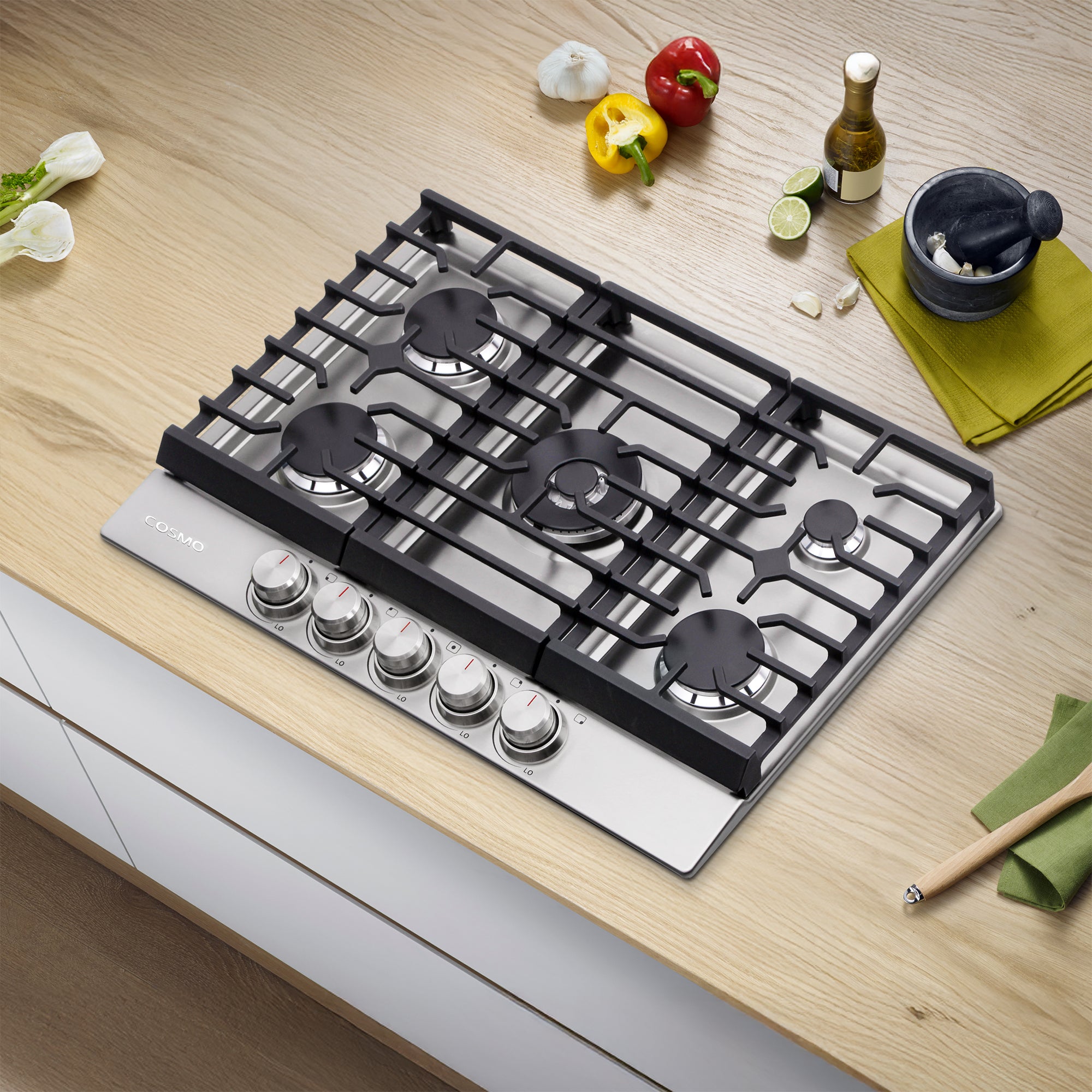 Cosmo Haven 30 in. 5-Burner Stainless Steel Gas Cooktop | COS-CTGH305SS