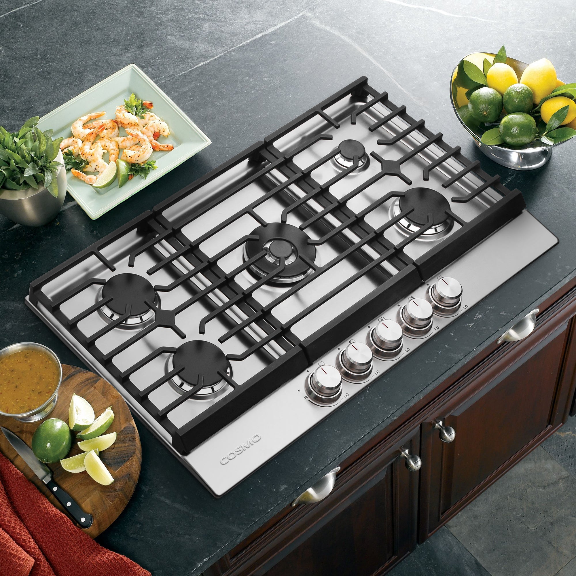 Cosmo Haven 36 in. 5-Burner Stainless Steel Gas Cooktop | COS-CTGH365SS