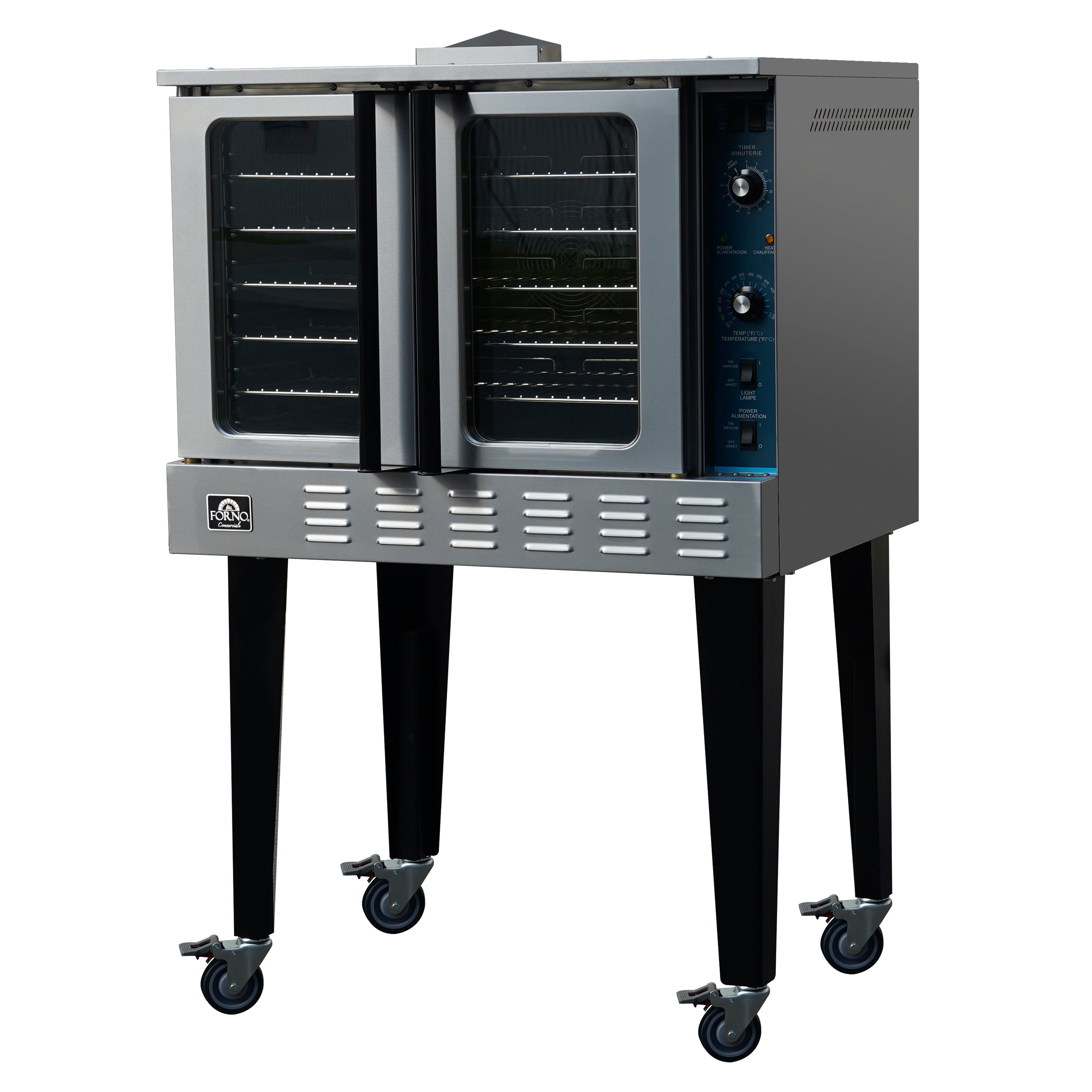 Forno Commerciale Convection Gas Oven, 3 burners 54,000 BTU, 150–500°F, stainless steel, NG/LP convertible