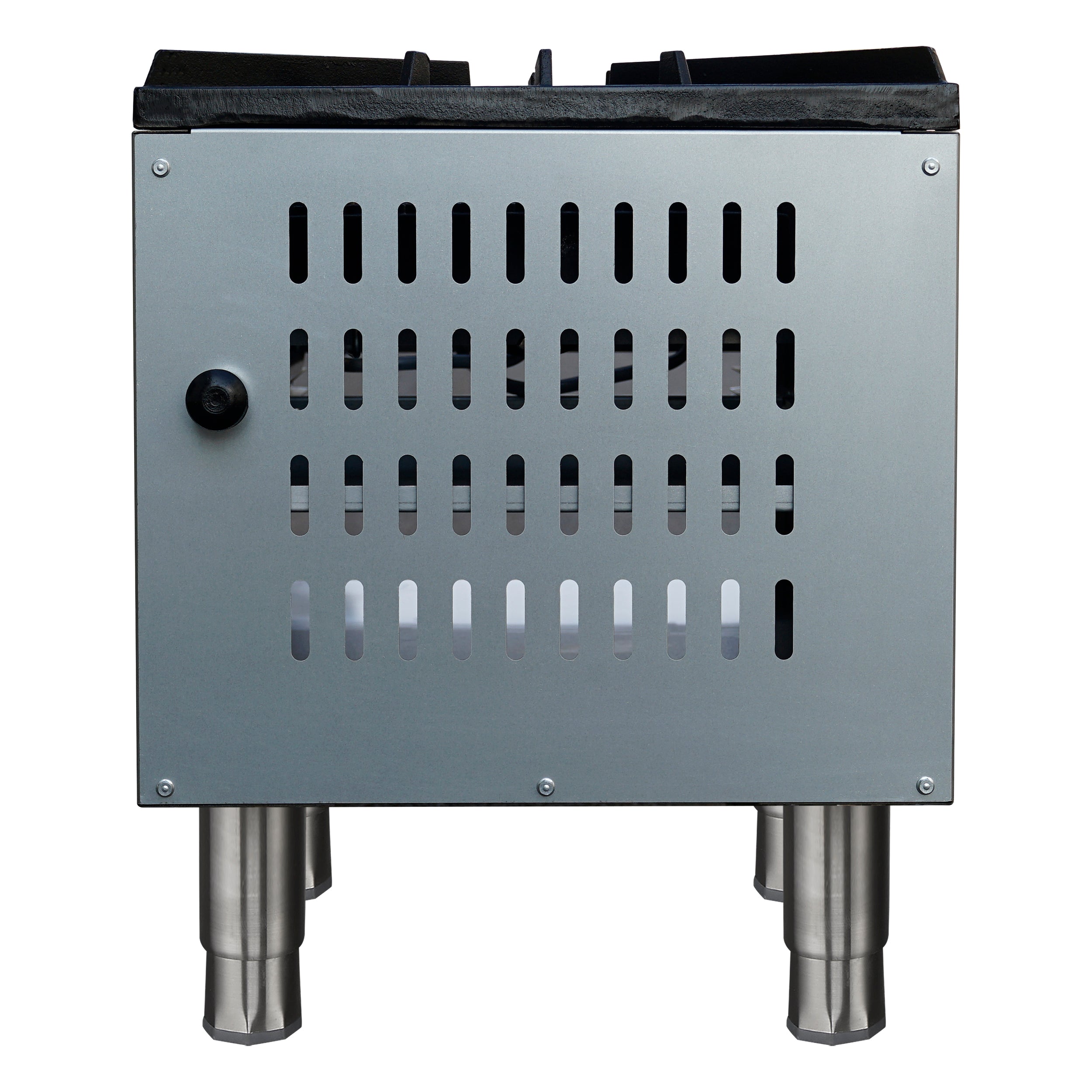 Forno Commerciale gas stock pot range, 2 powerful 3-ring burners, 160,000 BTU, durable stainless steel, heavy-duty cast iron grates