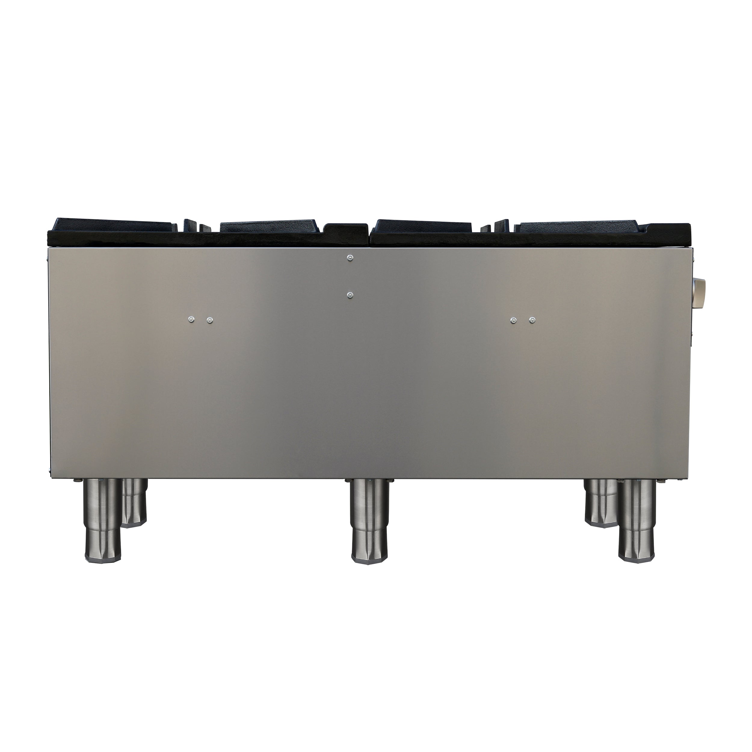 Forno Commerciale gas stock pot range, 2 powerful 3-ring burners, 160,000 BTU, durable stainless steel, heavy-duty cast iron grates