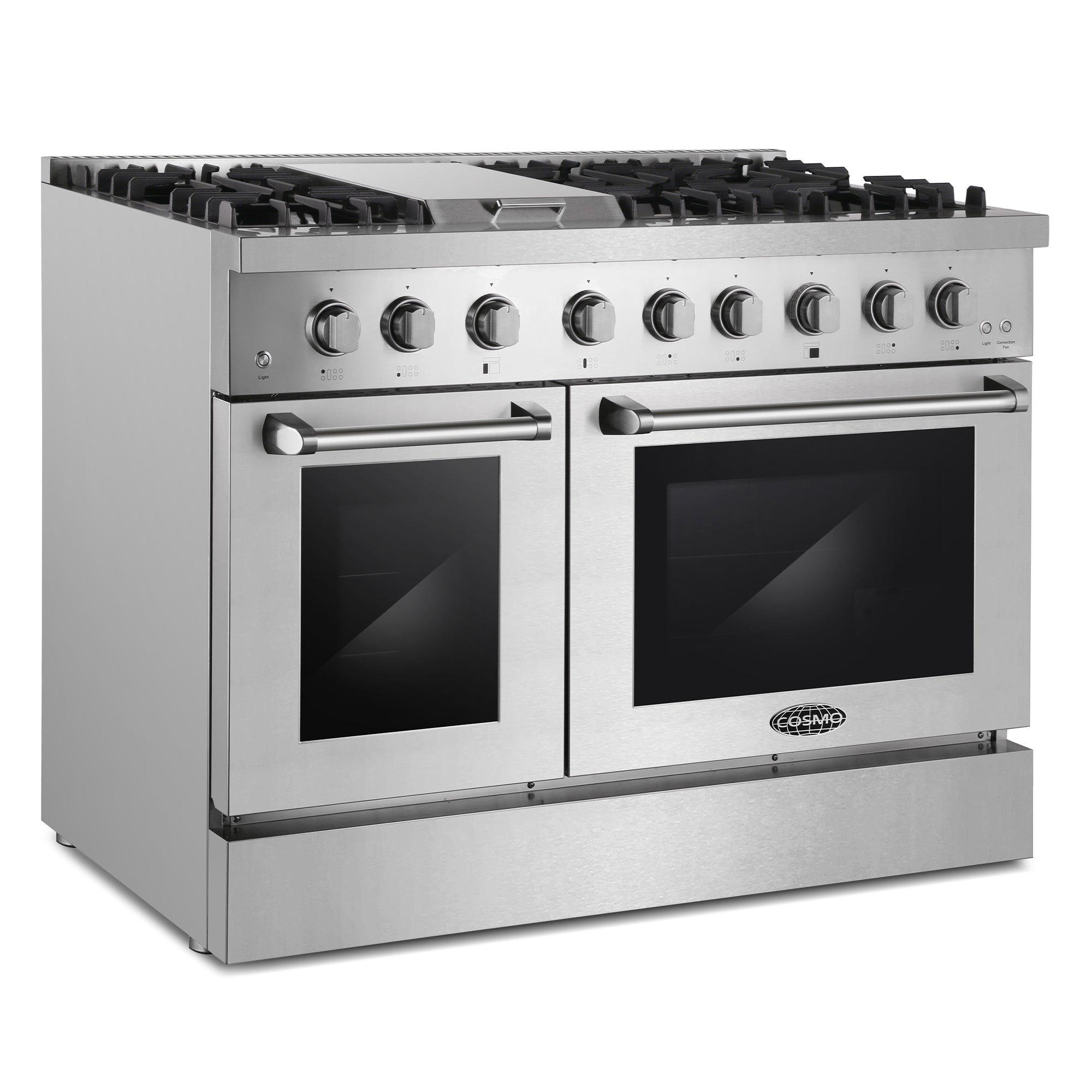 Cosmo Lumin 48 in. 6.7 cu. ft. 6-Burner Stainless Steel Dual Fuel Range with Griddle | COS-DFRL486GK