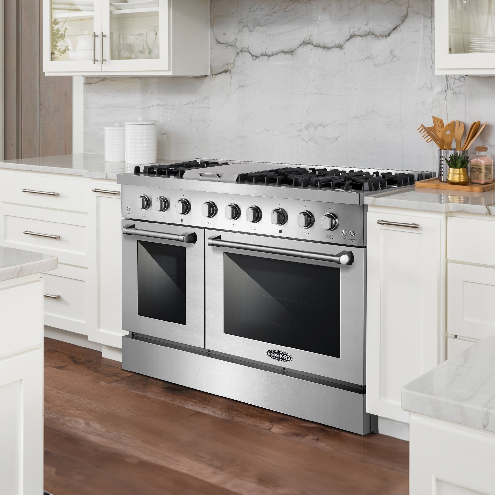 Cosmo Lumin 48 in. 6.7 cu. ft. 6-Burner Stainless Steel Dual Fuel Range with Griddle | COS-DFRL486GK