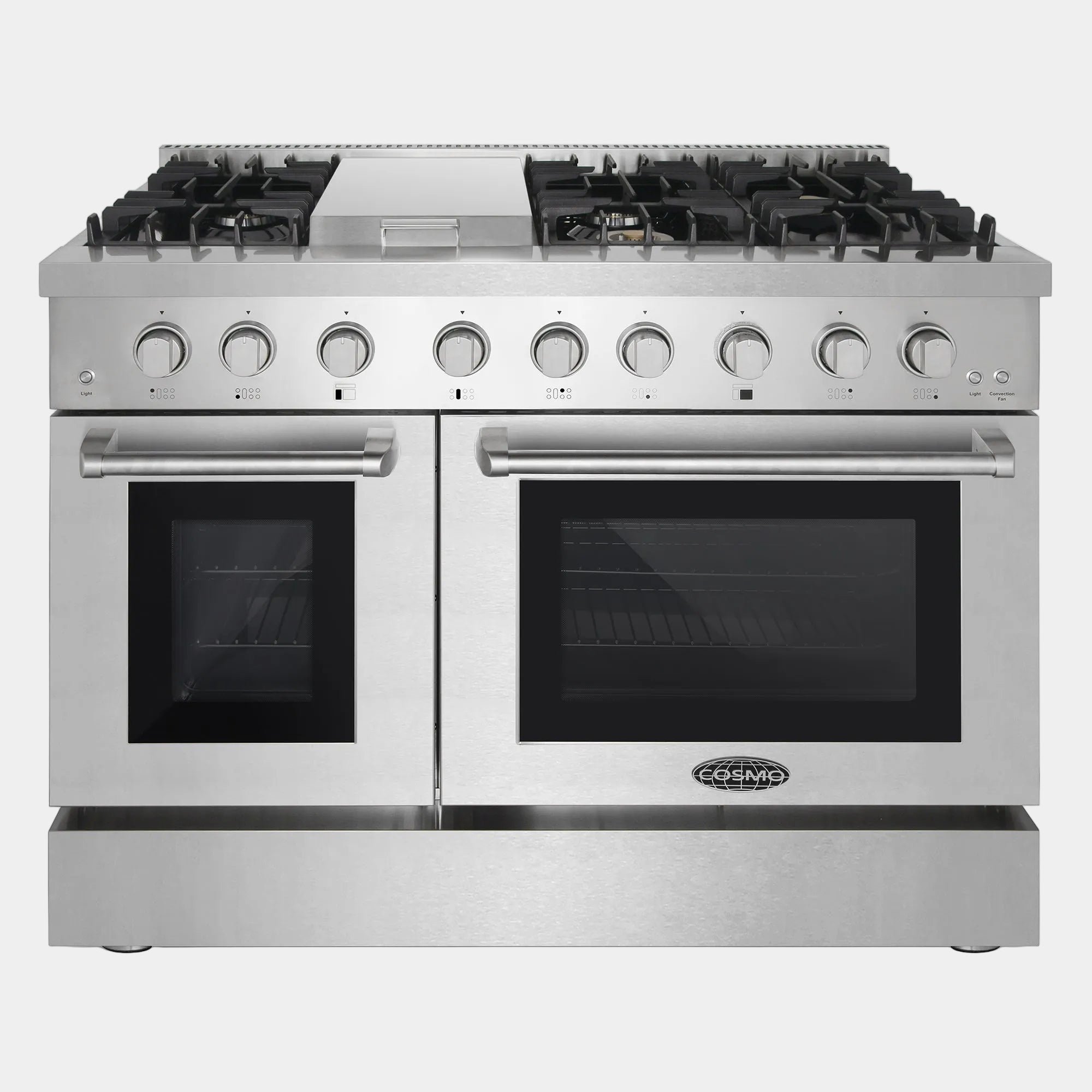 Cosmo Lumin 48 in. 6.7 cu. ft. 6-Burner Stainless Steel Dual Fuel Range with Griddle | COS-DFRL486GK