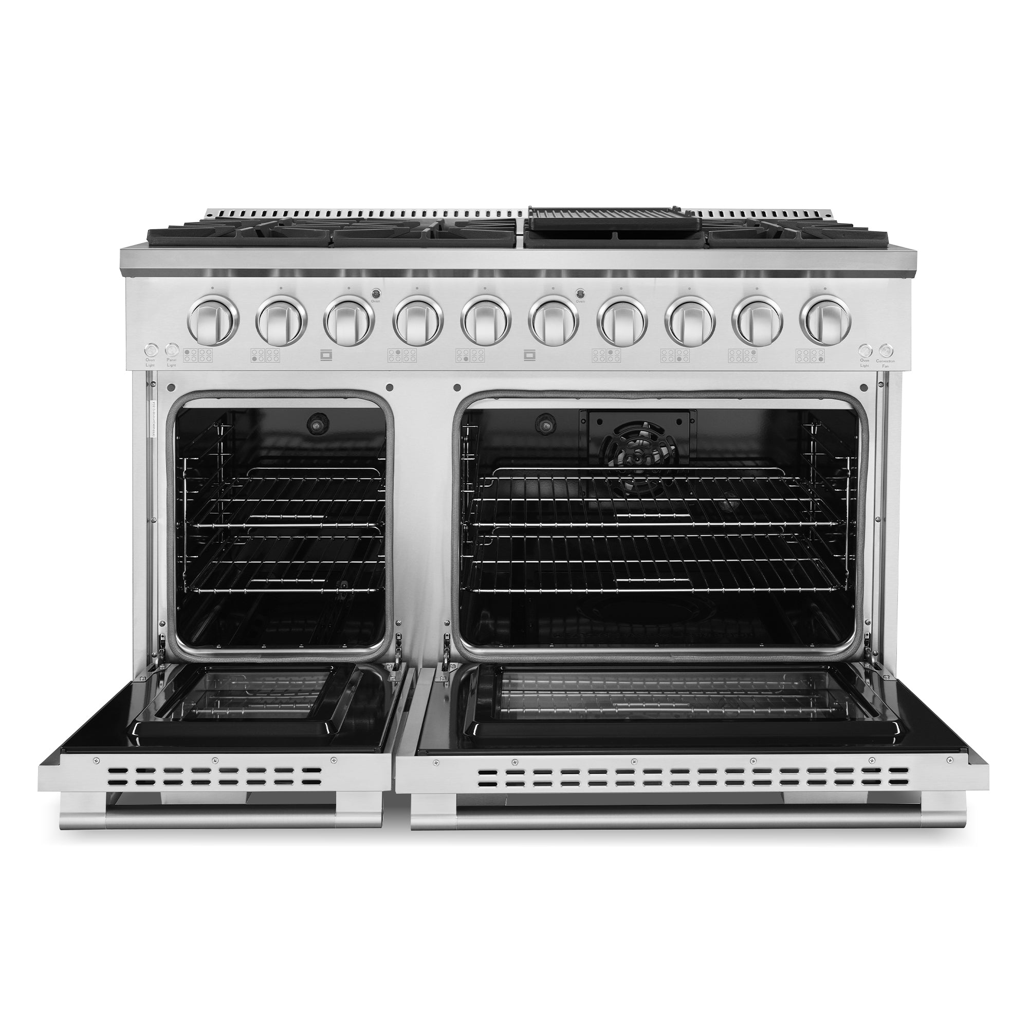 Cosmo Lumin 48 in. 5.5 cu. ft. 8-Burner Stainless Steel Dual Fuel Range with LED Knobs | COS-DFRP488K