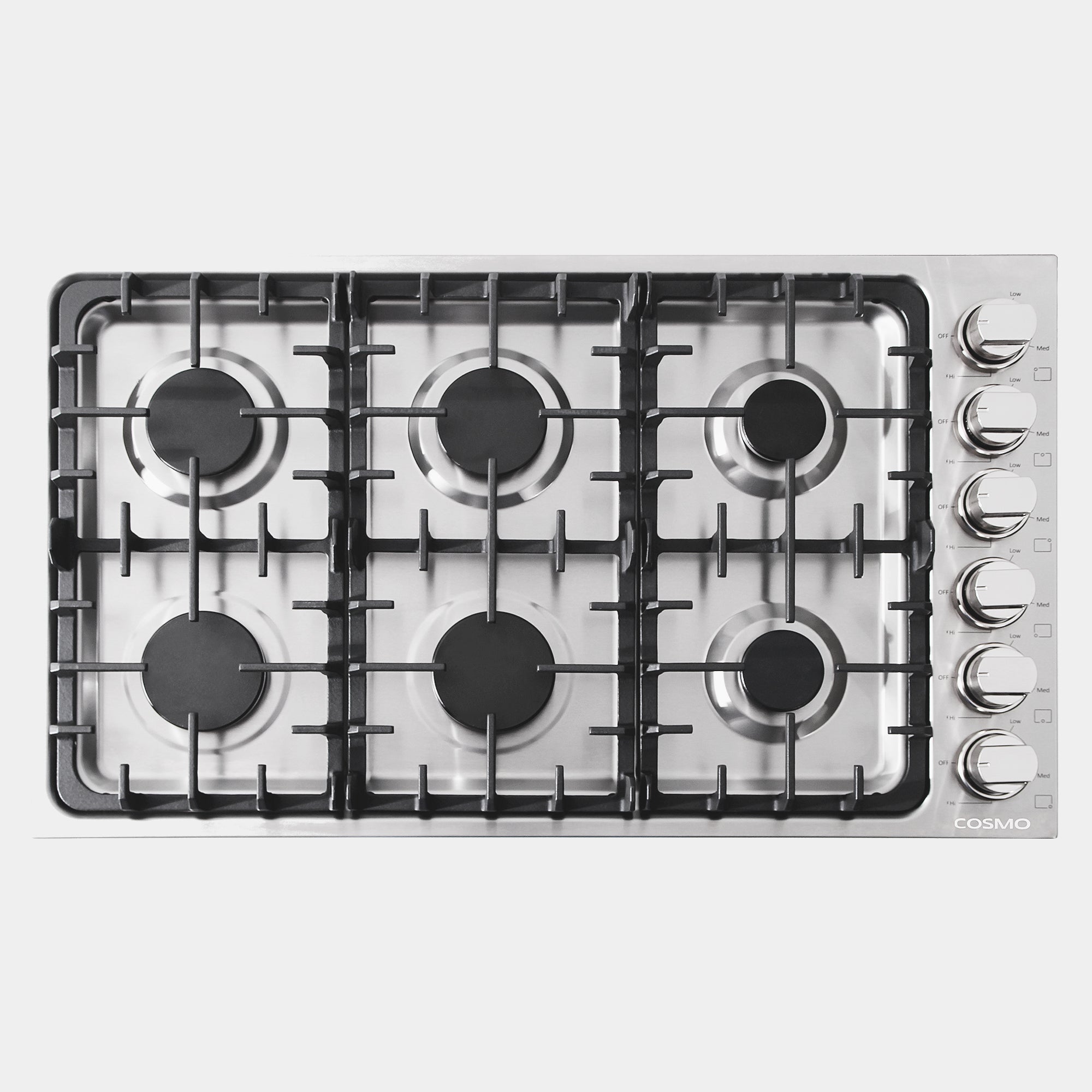 Cosmo 36 in. Stainless Steel Gas Cooktop with 6 Burners | COS-DIC366