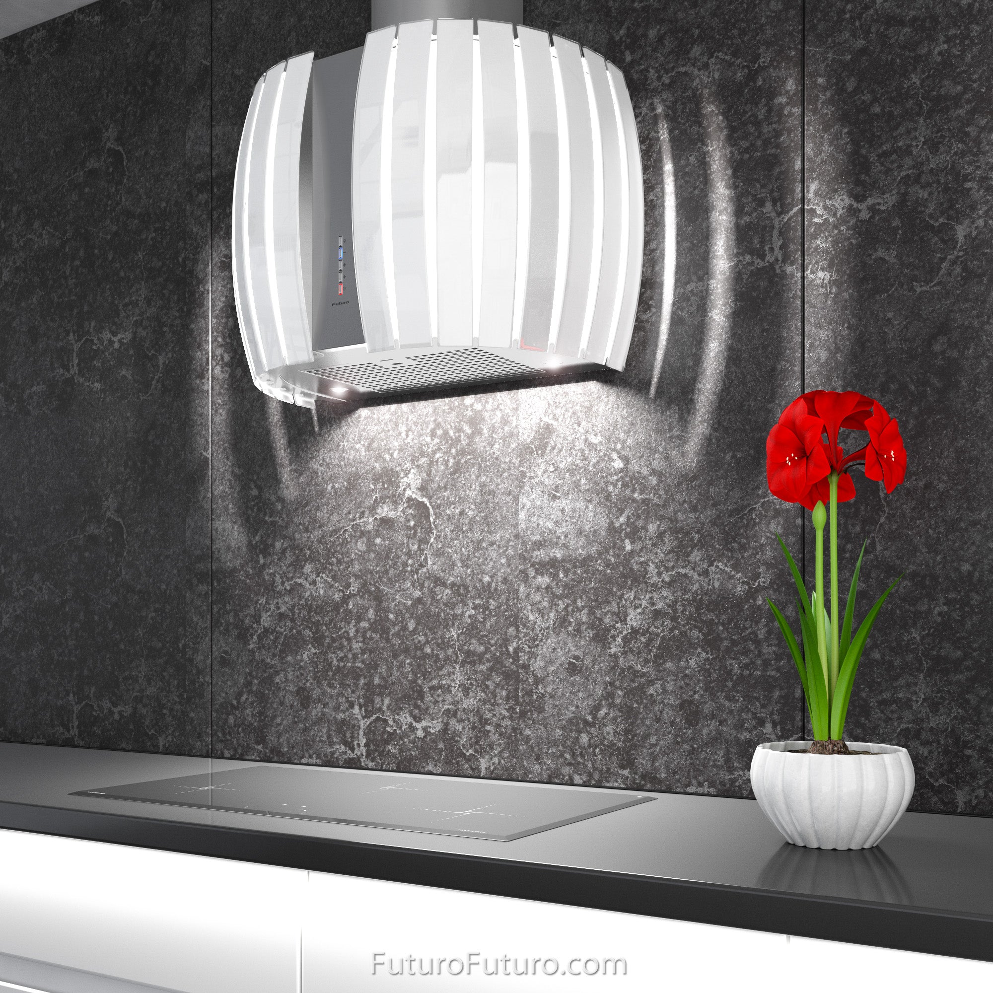 Futuro Pearl 26 in. 940 CFM White Wall Mount Range Hood | WL26PEARL-WHT