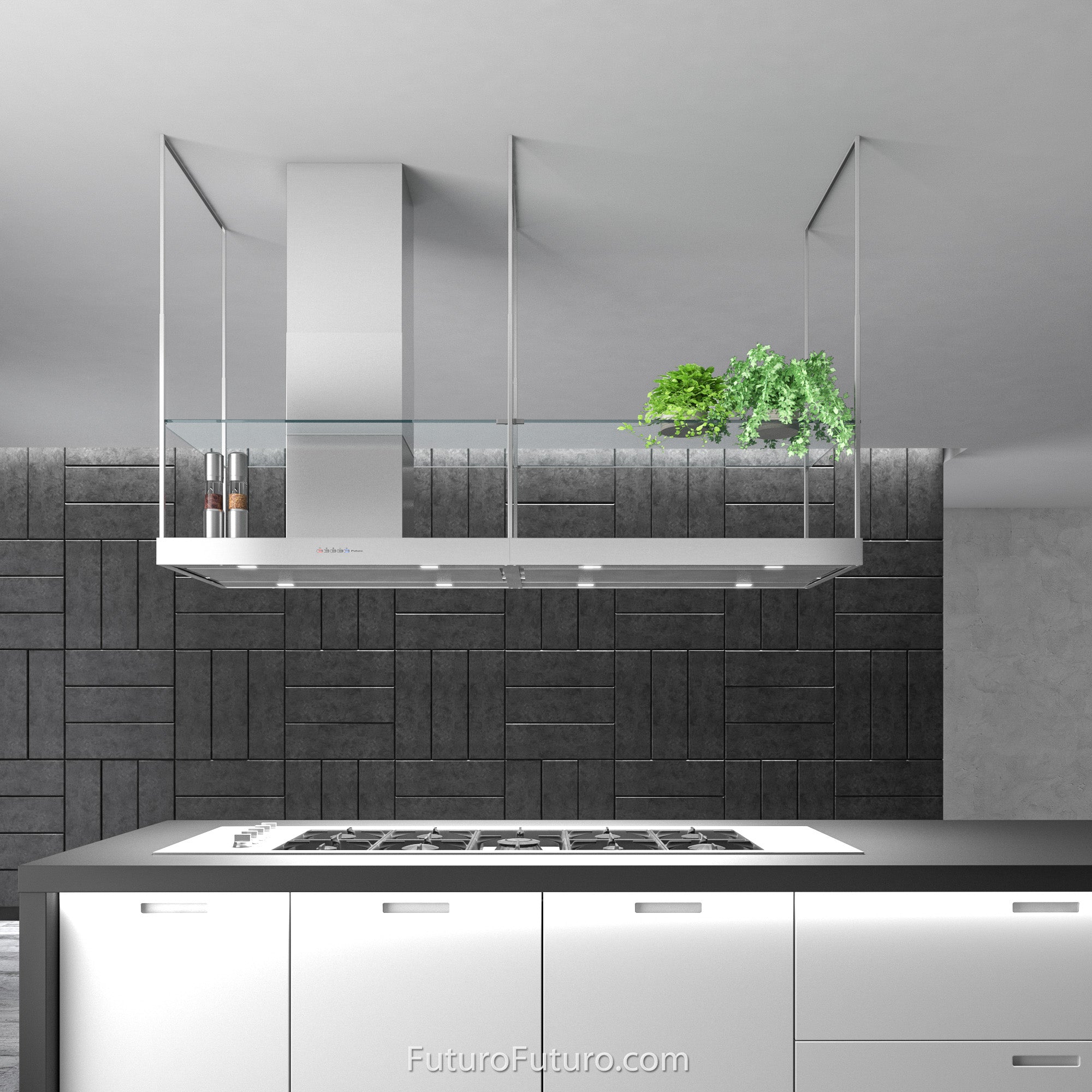 Futuro Europe Station 72 in. 940 CFM Stainless Steel Island Mount Range Hood