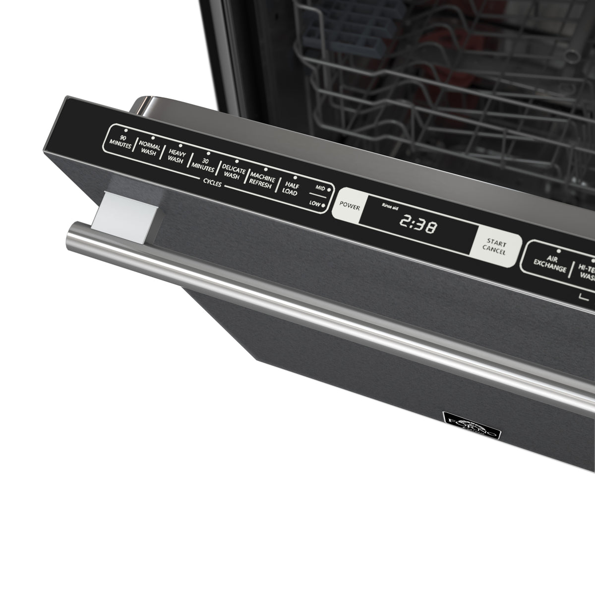Forno Espresso Romano 24 in. Black Built-In Dishwasher with Antique Brass Handle | FDWBI8035-24BLK